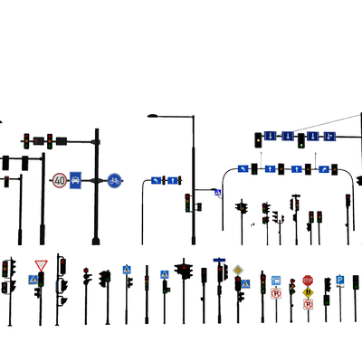  交通信号灯 红绿灯su模型 