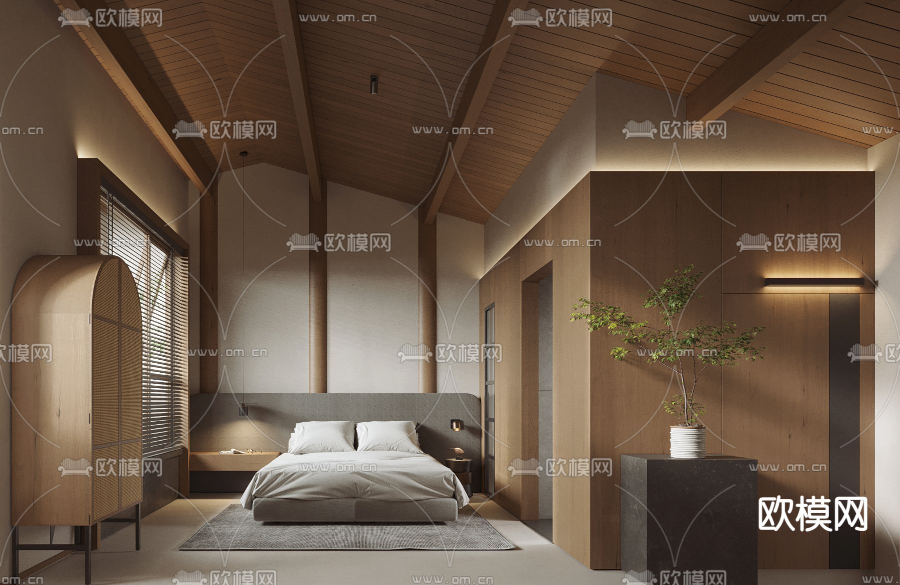 侘寂民宿客房su模型下载（渲染图1）