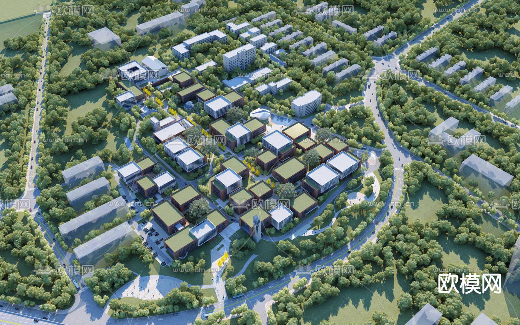 产业园鸟瞰3d模型下载