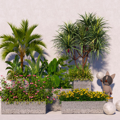  绿植花箱 花池 花坛su模型 