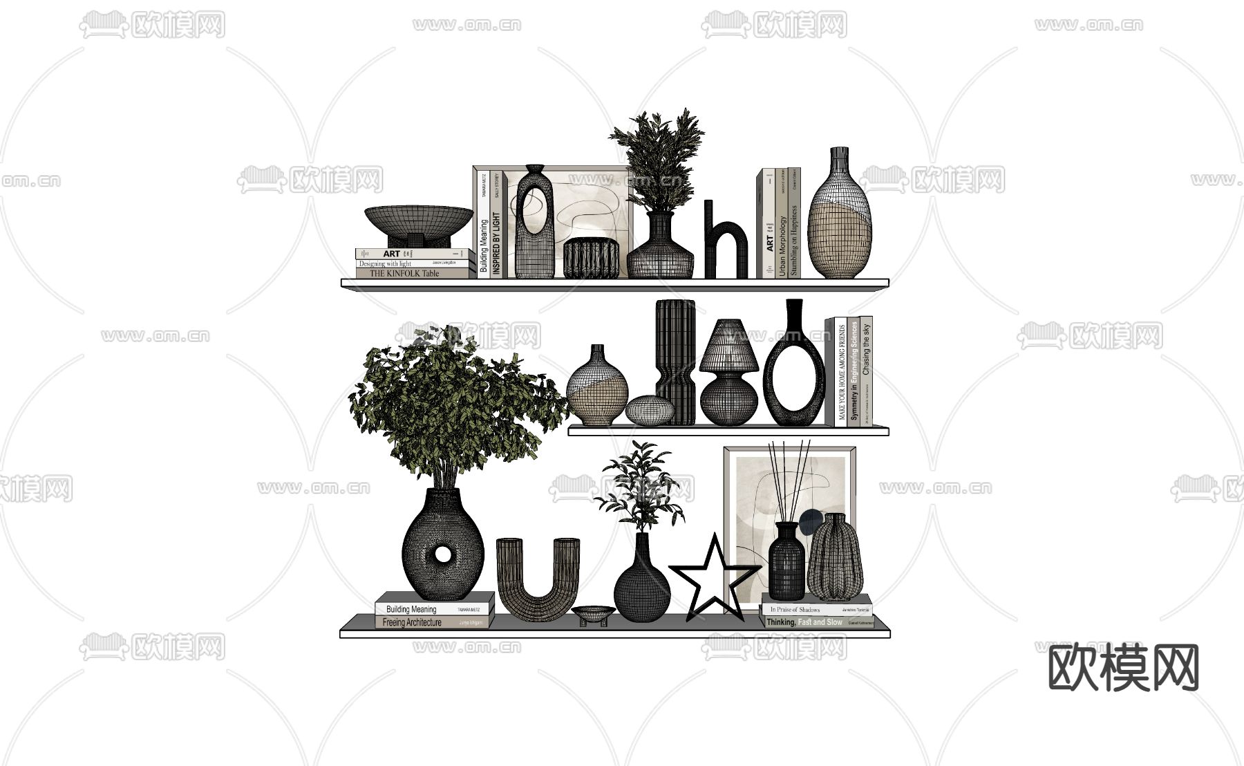 侘寂风装饰摆件su模型下载（渲染图2）