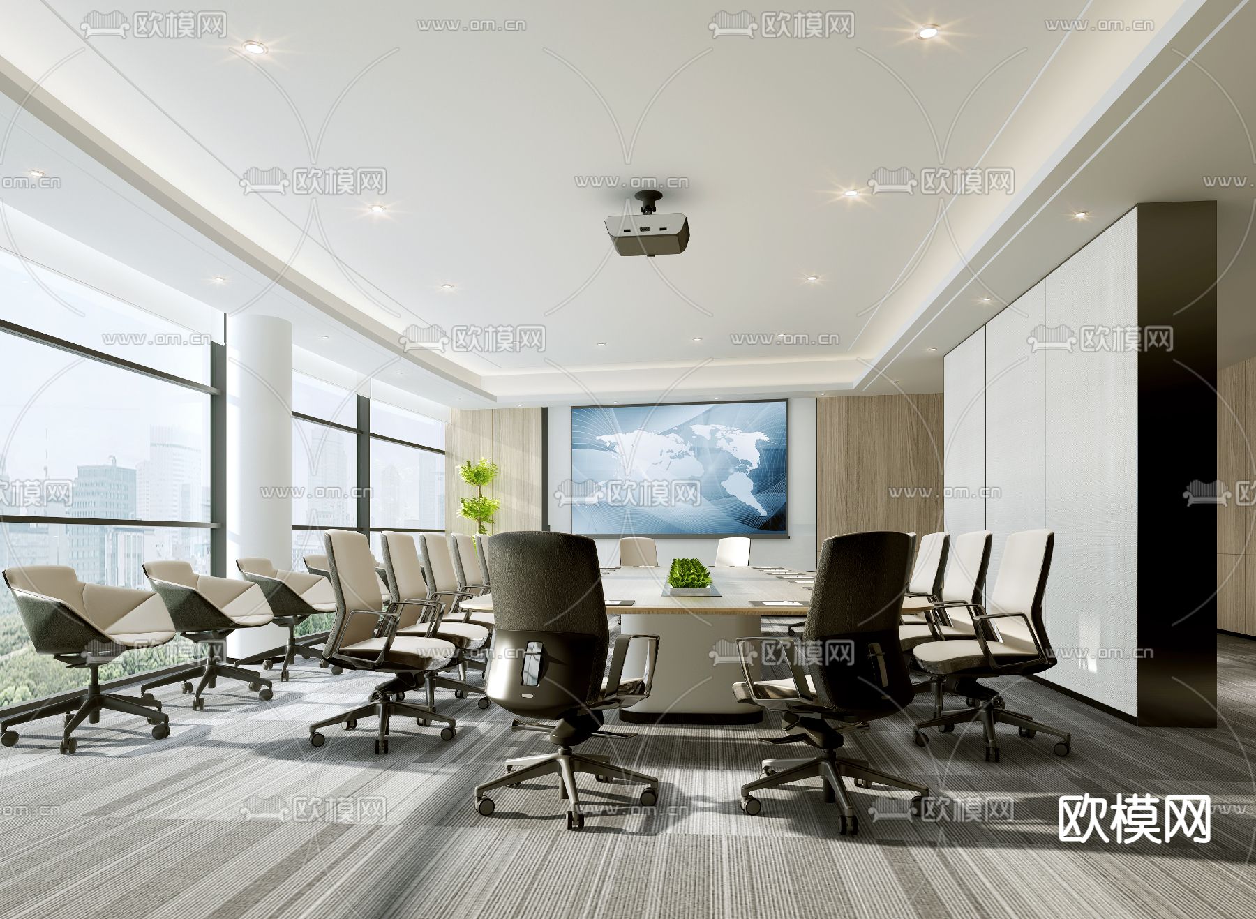 现代会议室3d模型下载
