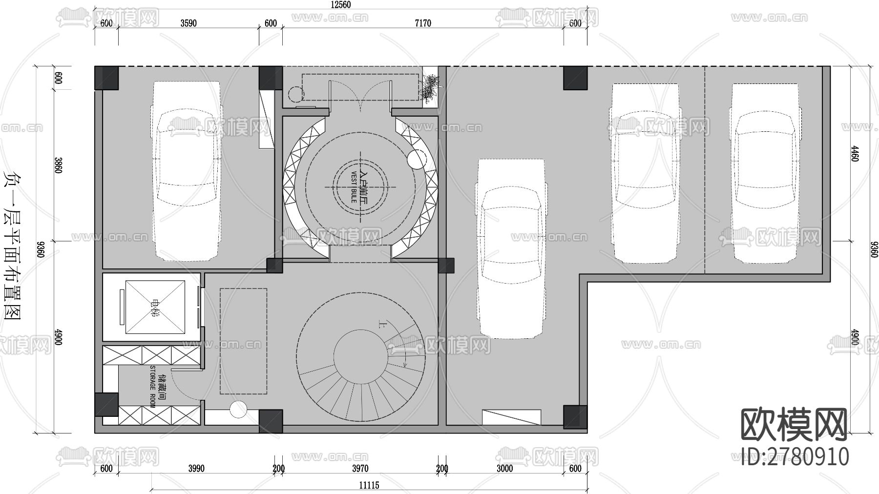 800㎡别墅CAD施工图下载（渲染图2）