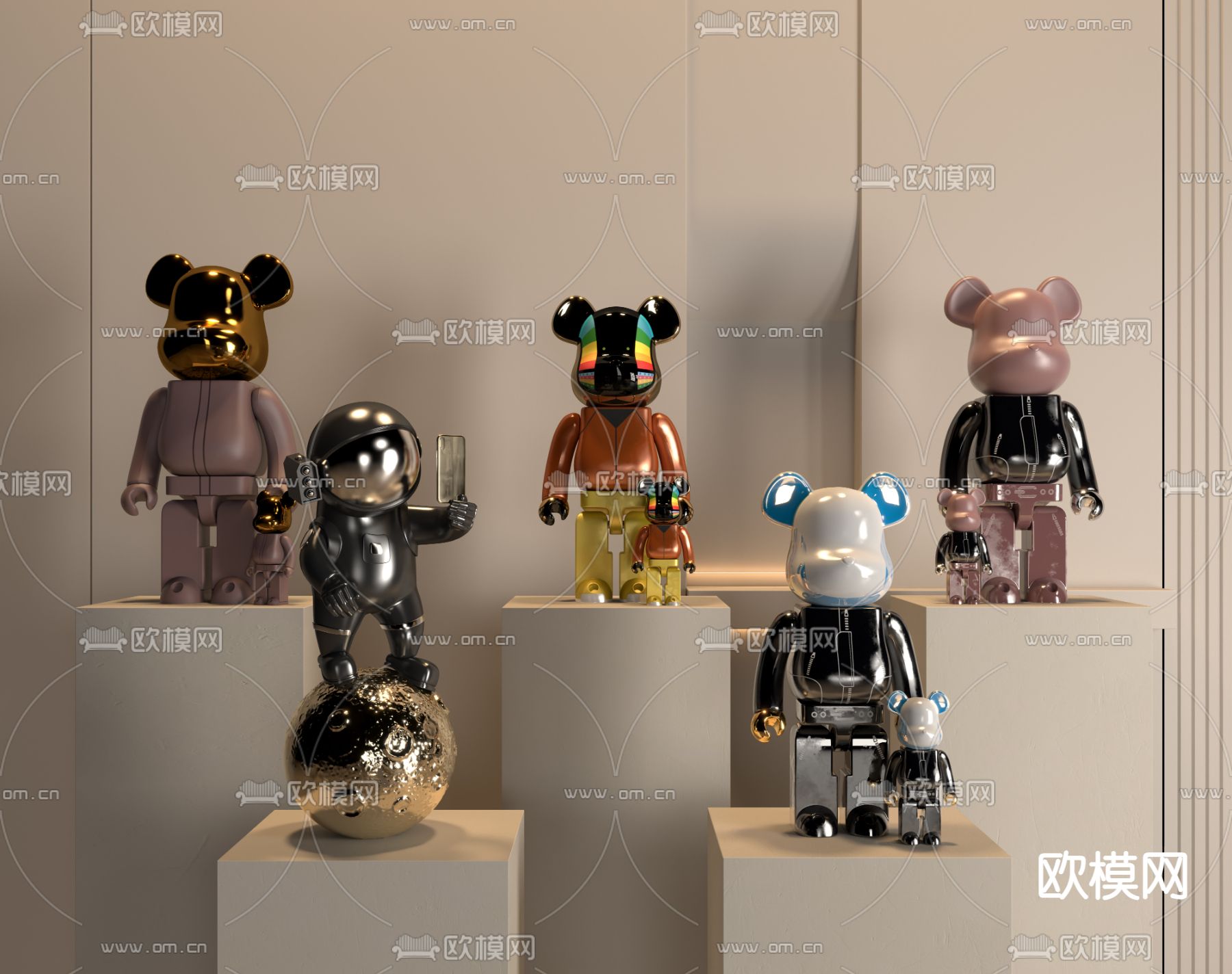 潮玩 暴力熊 公仔 摆件3d模型下载