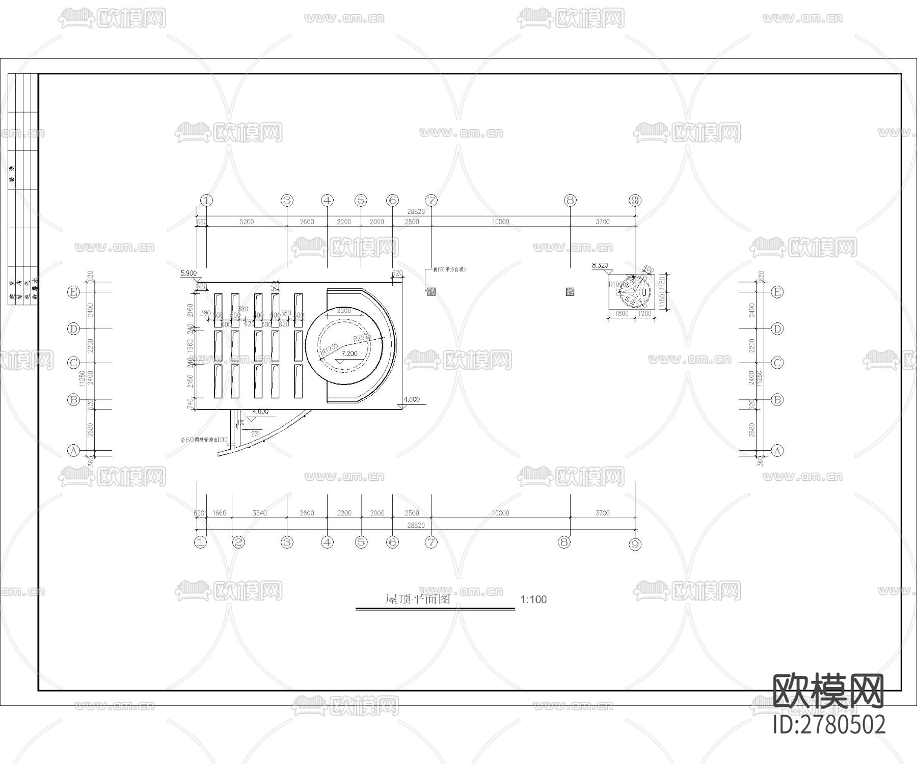 入口大门CAD施工图下载（渲染图3）
