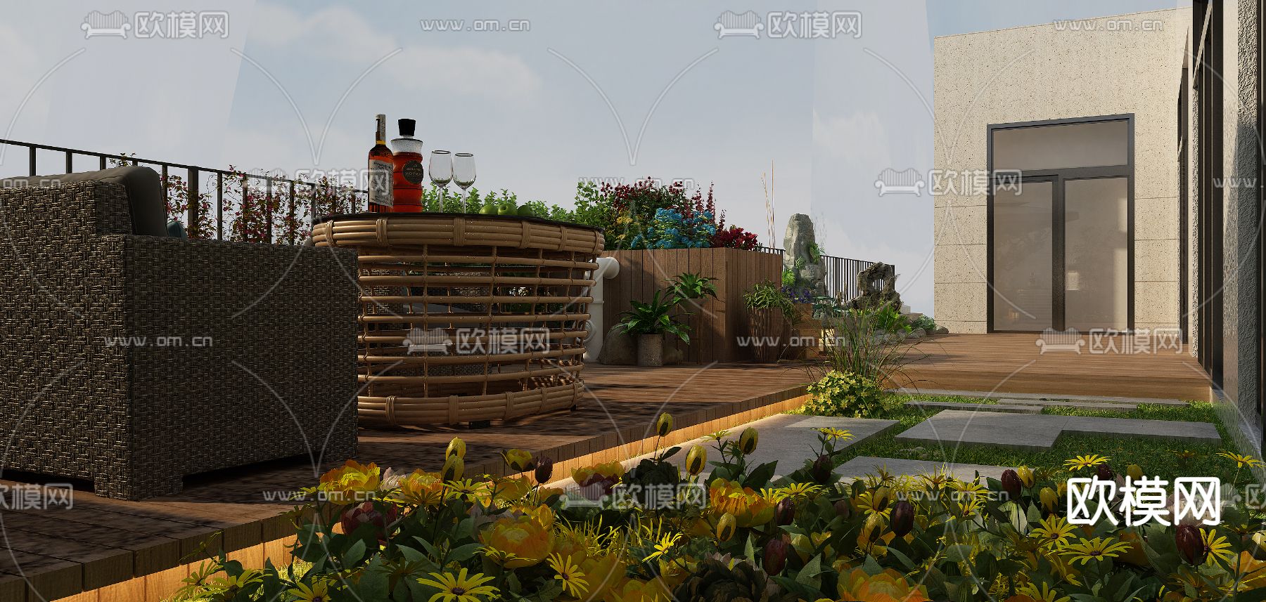 庭院景观 花园3d模型下载（渲染图2）