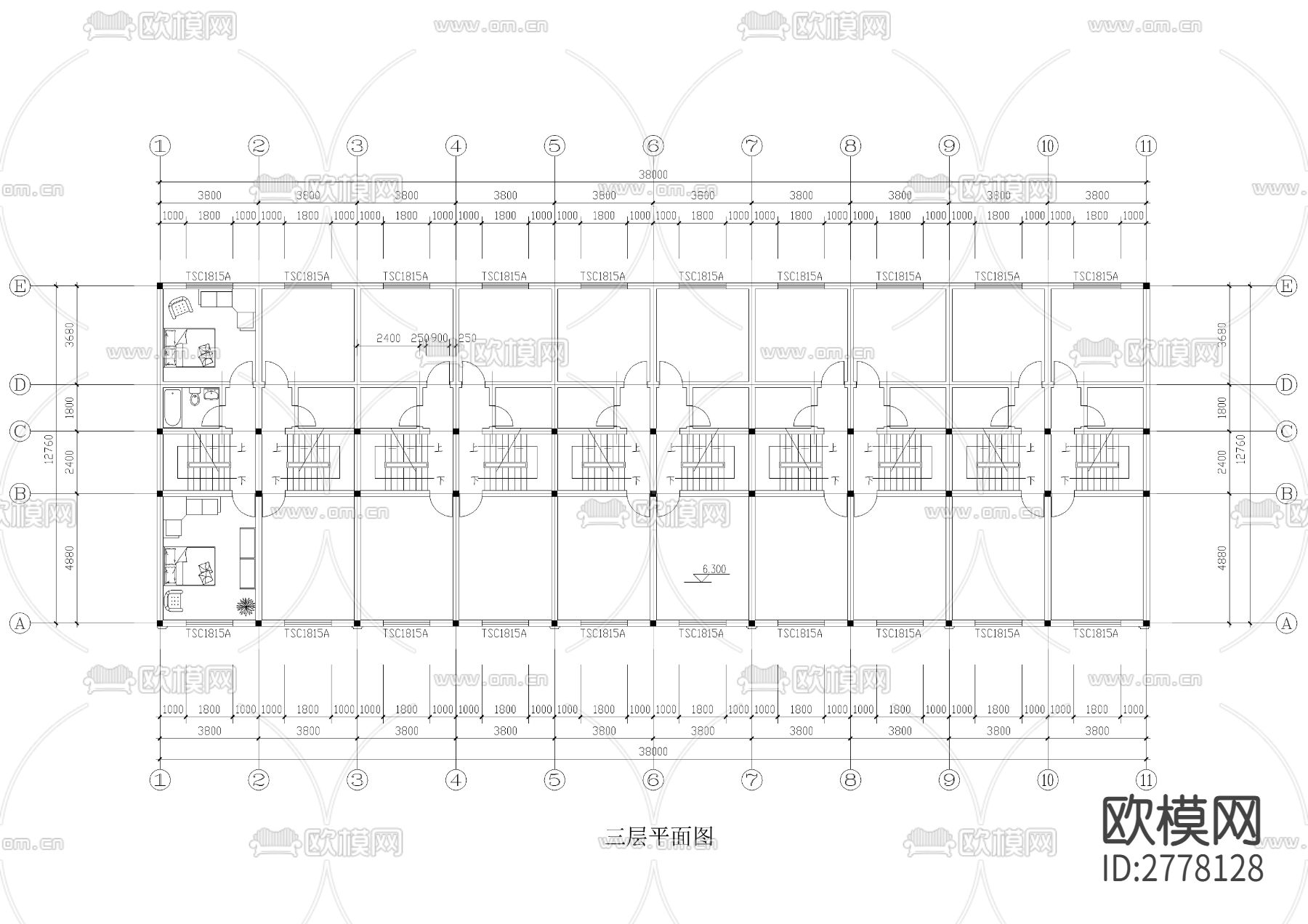 徽派安置小区住宅和街面房方案cad施工图下载（渲染图4）
