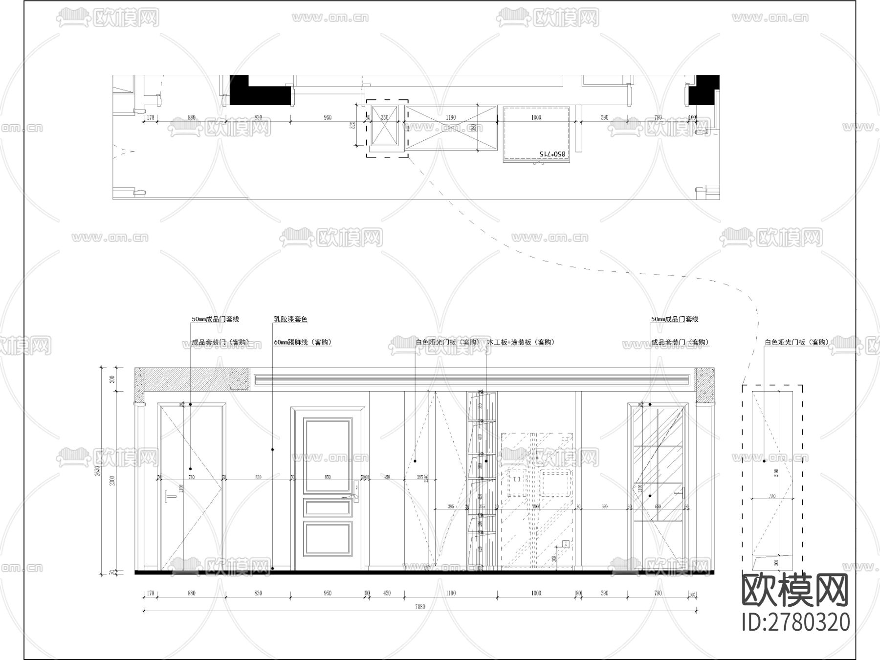 家装施工图纸，平面布置图，电路图cad施工图下载（渲染图2）