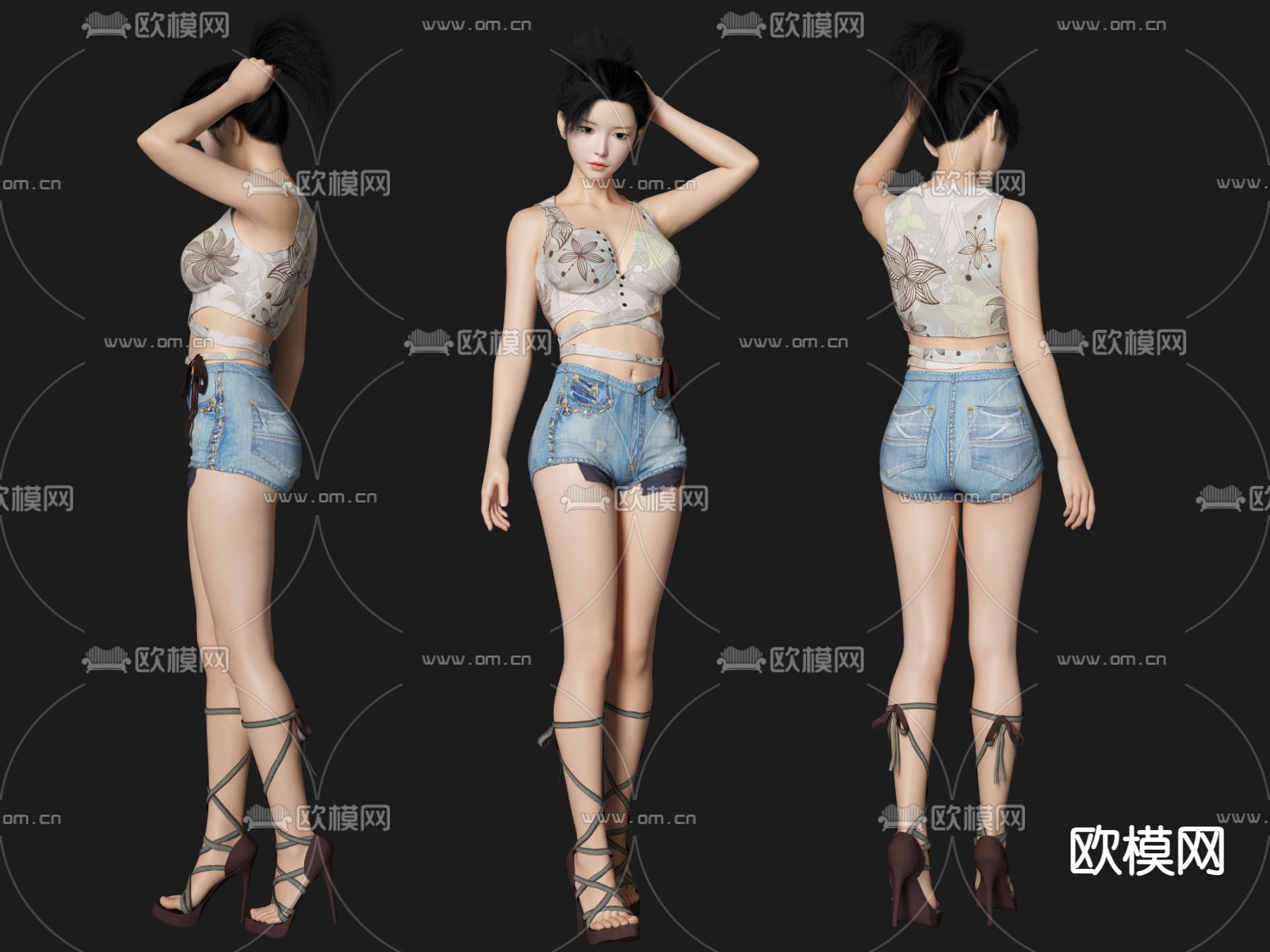 美女 人物su模型下载（渲染图1）