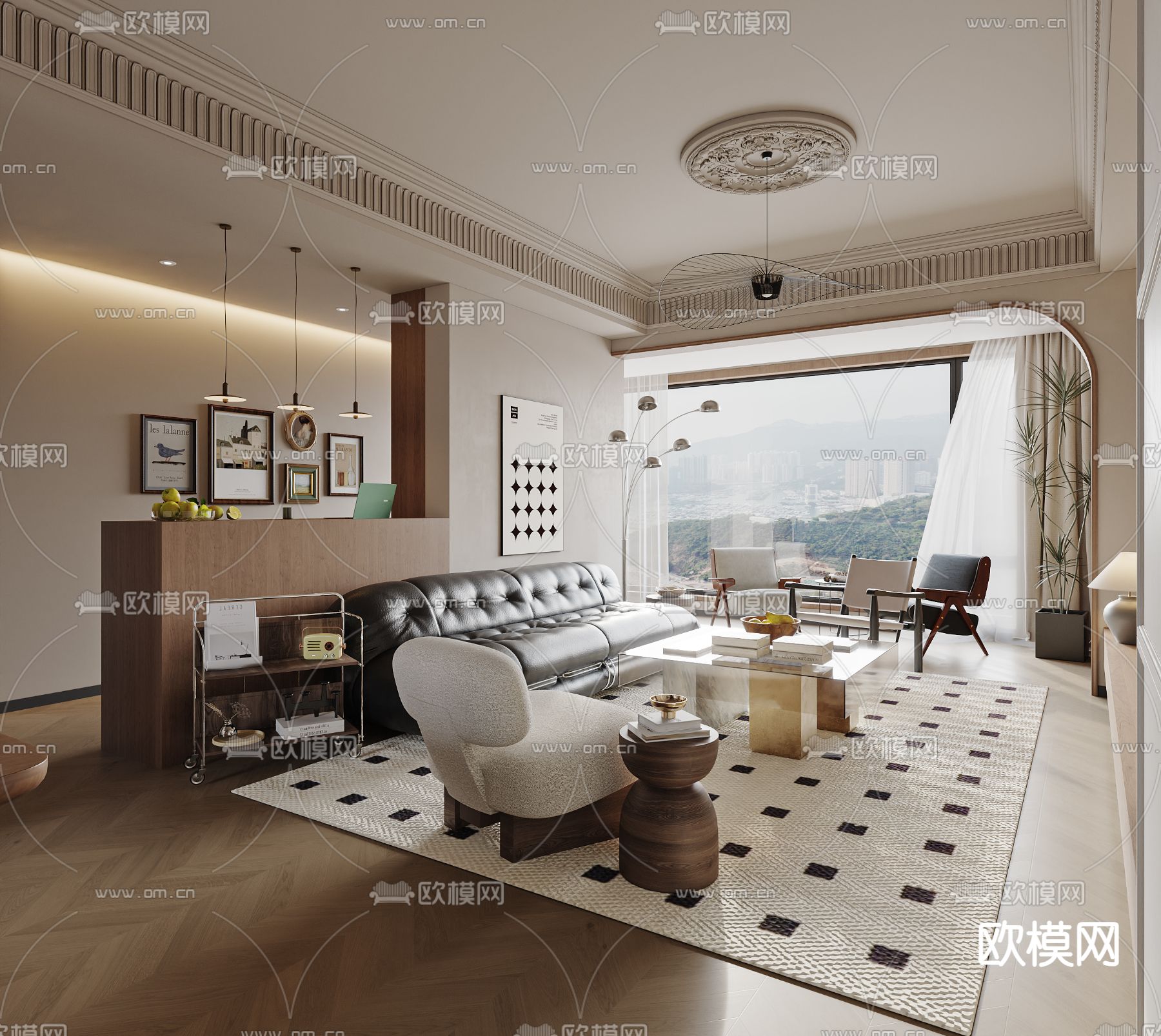 北欧客厅 餐厅3d模型下载（渲染图2）