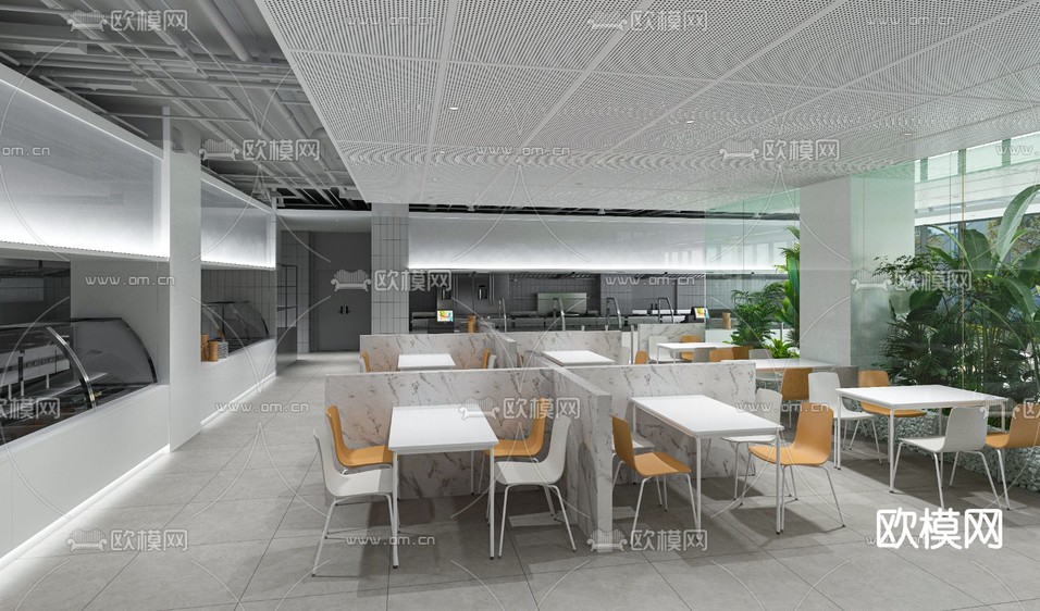 员工餐厅 食堂3d模型下载(渲染图1)