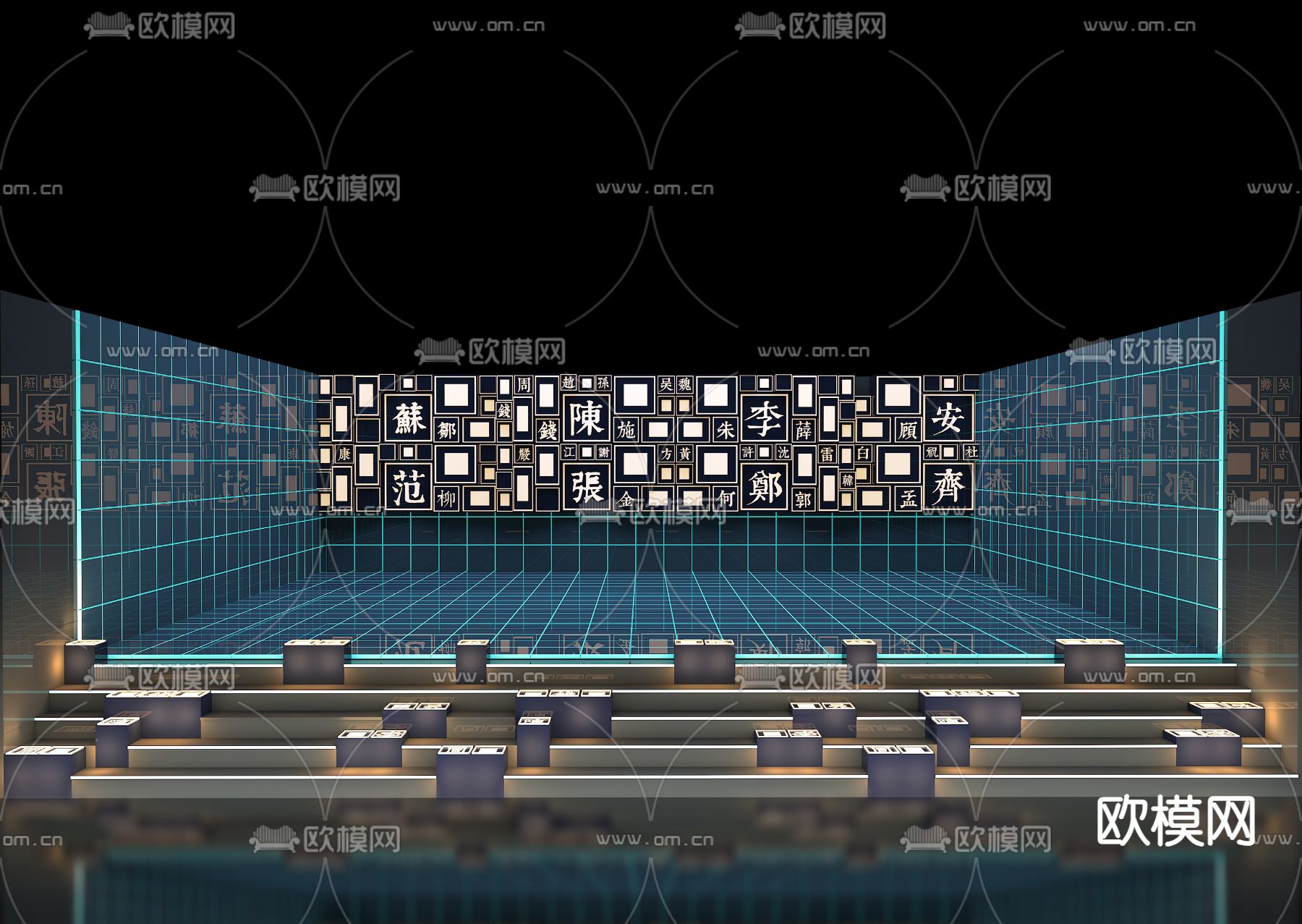 新中式网红美陈su模型下载（渲染图1）