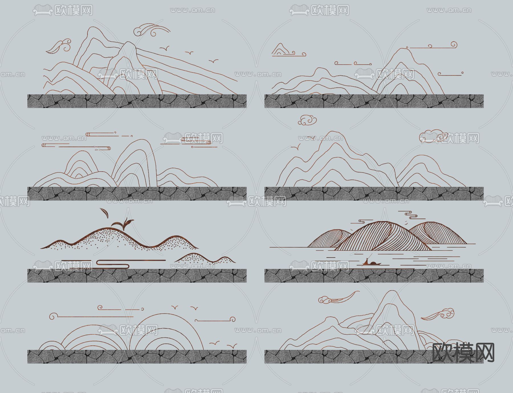 雕塑小品 剪影小品 文化景墙su模型