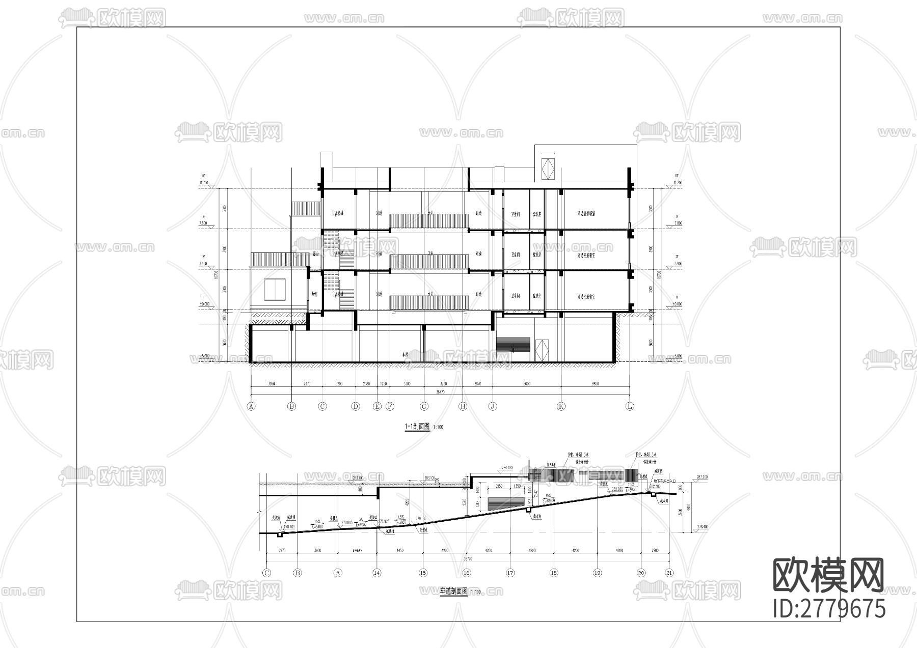 庙坡幼儿园建设工程项目cad施工图下载（渲染图4）