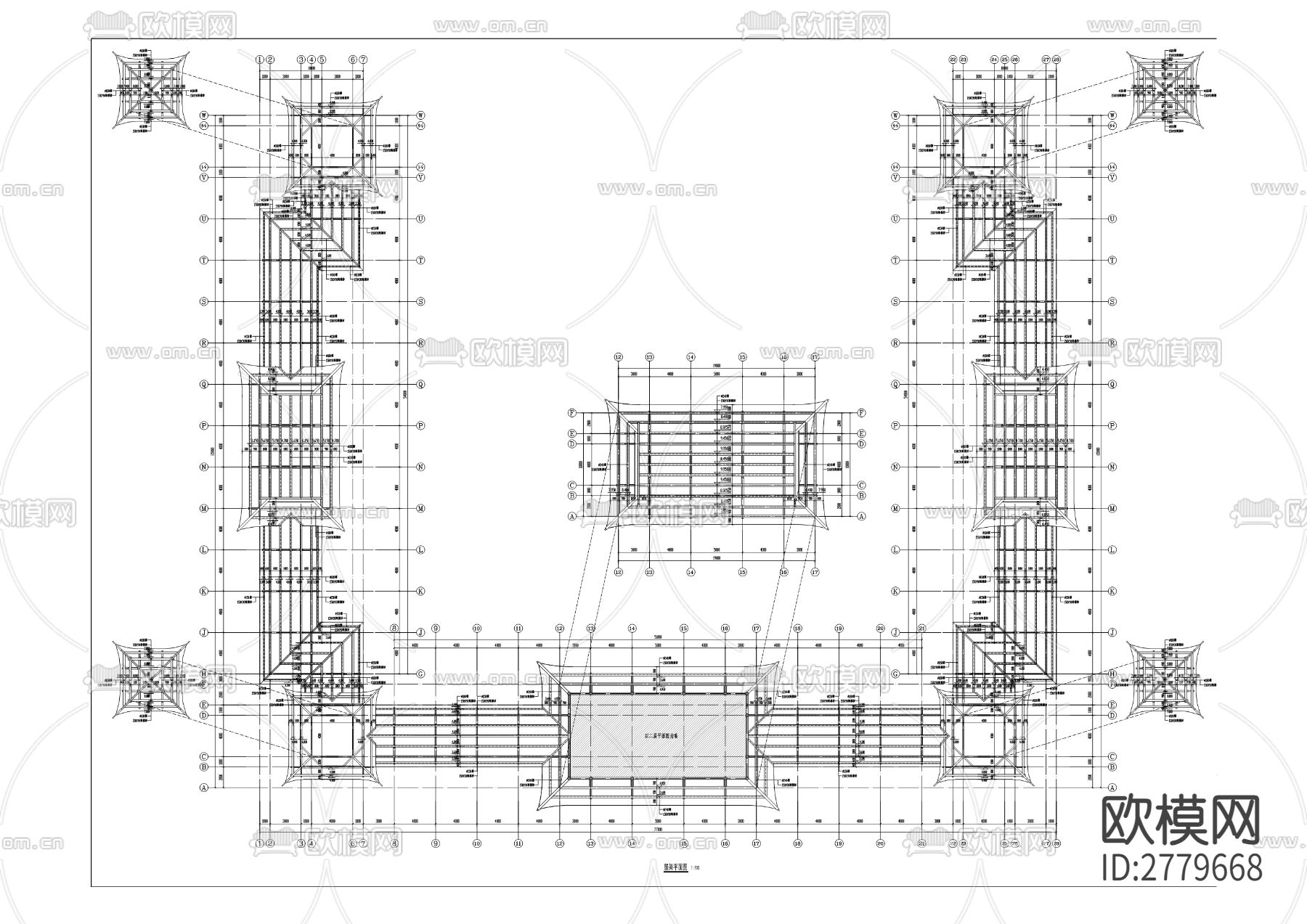 庙会广场CAD施工图下载（渲染图3）