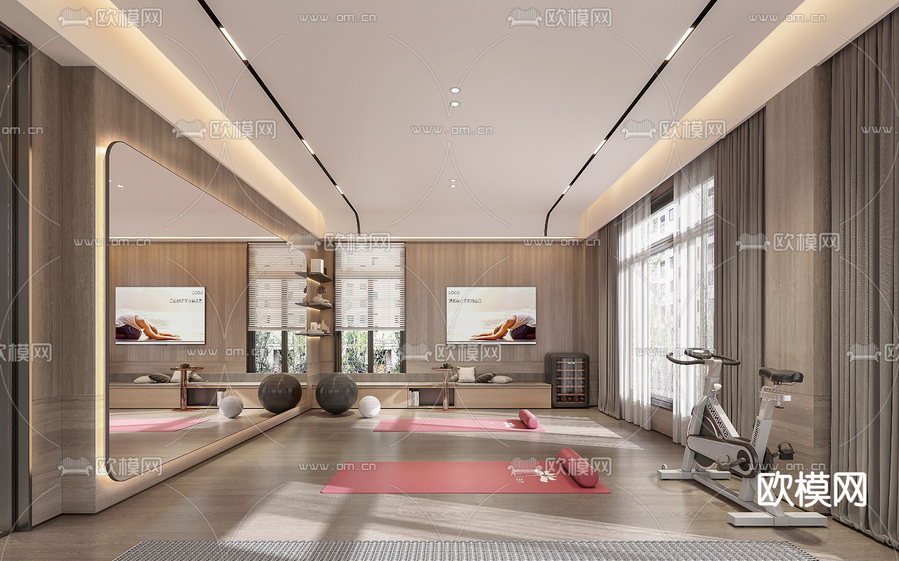 健身房 瑜伽室3d模型下载