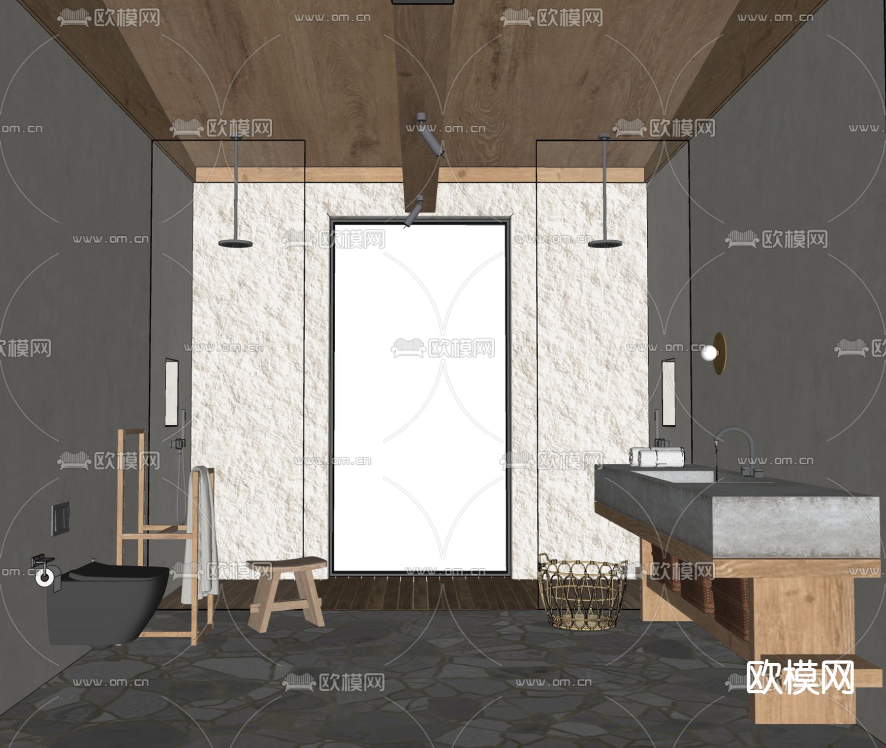 侘寂风卫生间su模型下载（渲染图2）