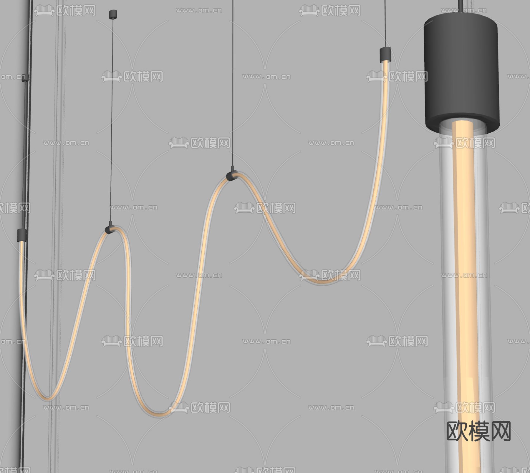 现代吊灯su模型下载（渲染图2）