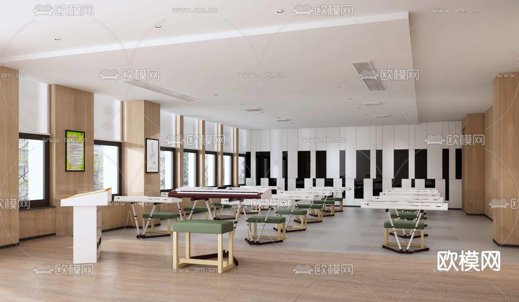 现代音乐教室su模型下载（渲染图1）
