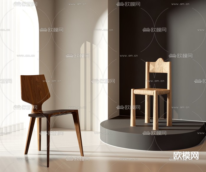 侘寂椅子 餐椅3d模型下载