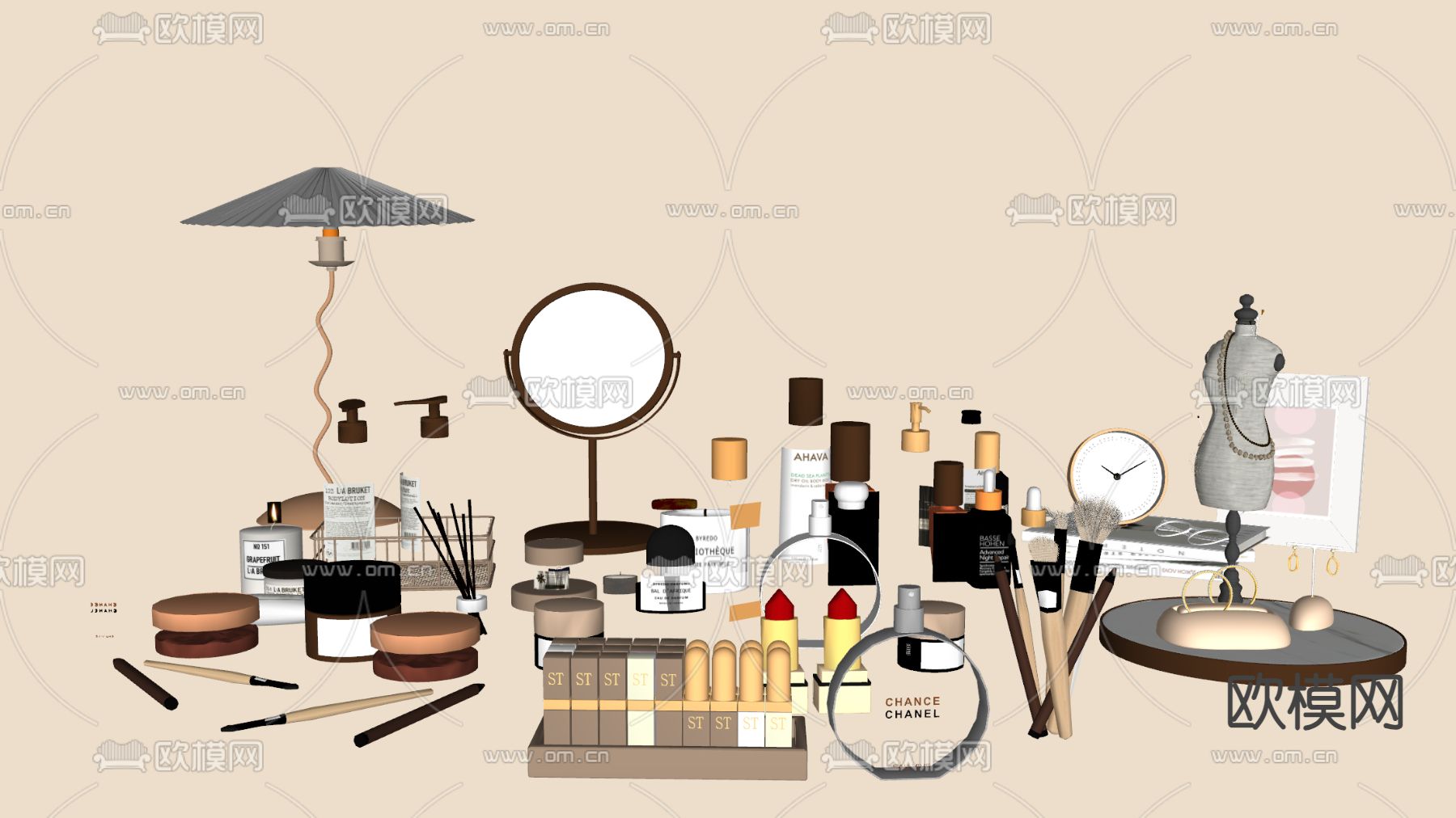 化妆品 化妆镜su模型下载（渲染图2）