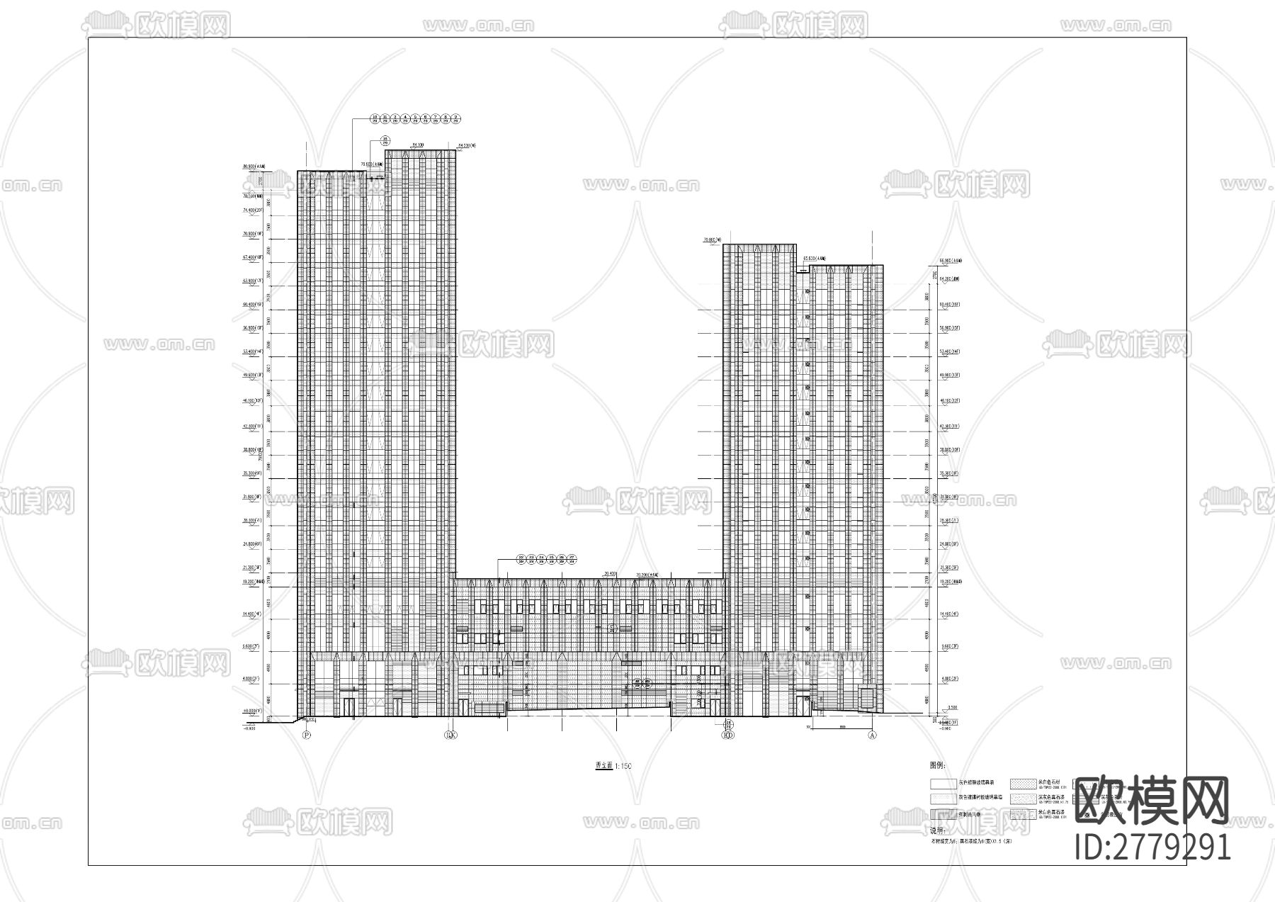 金隅大成时代都汇小区cad施工图下载（渲染图9）