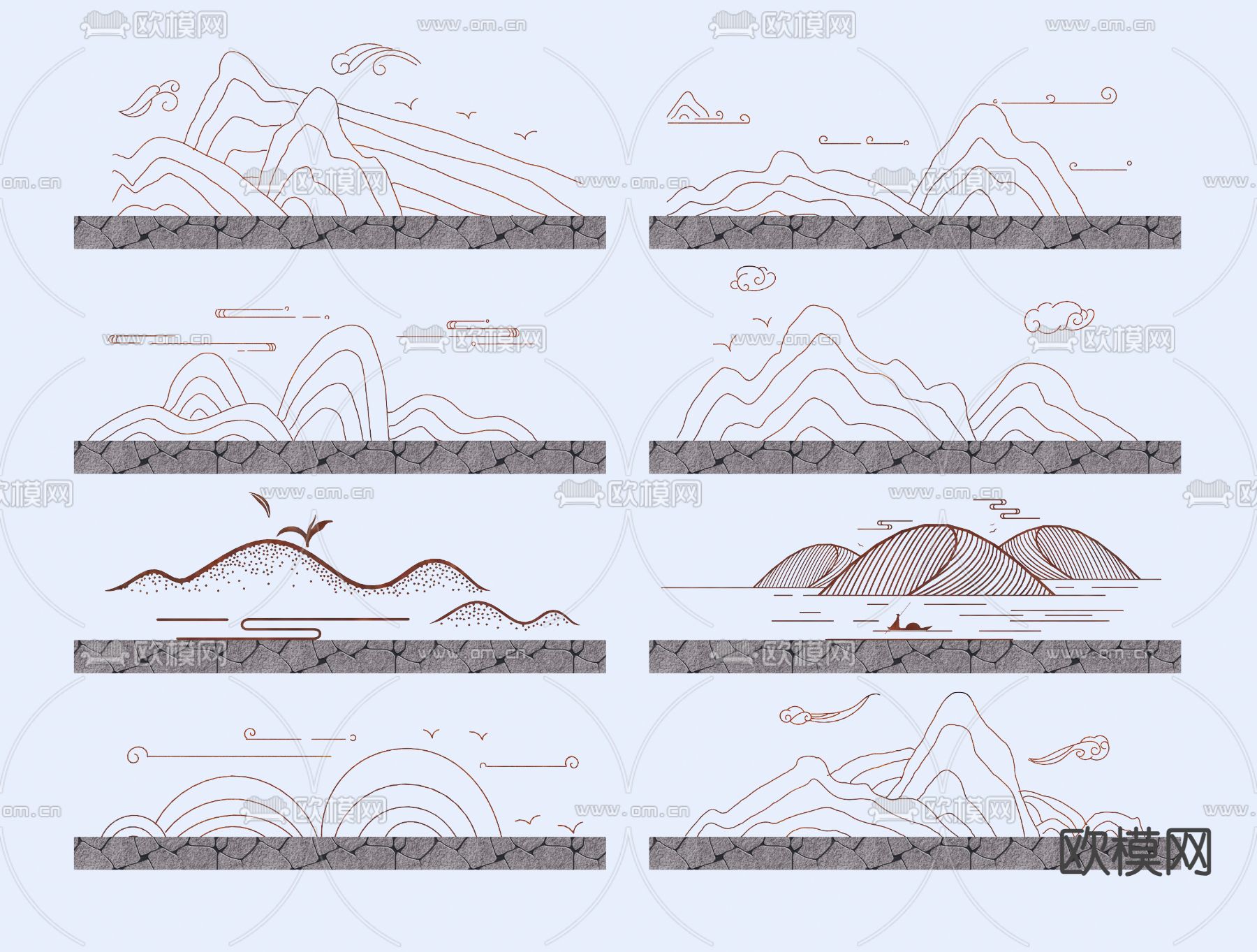 雕塑小品 剪影小品 文化景墙su模型