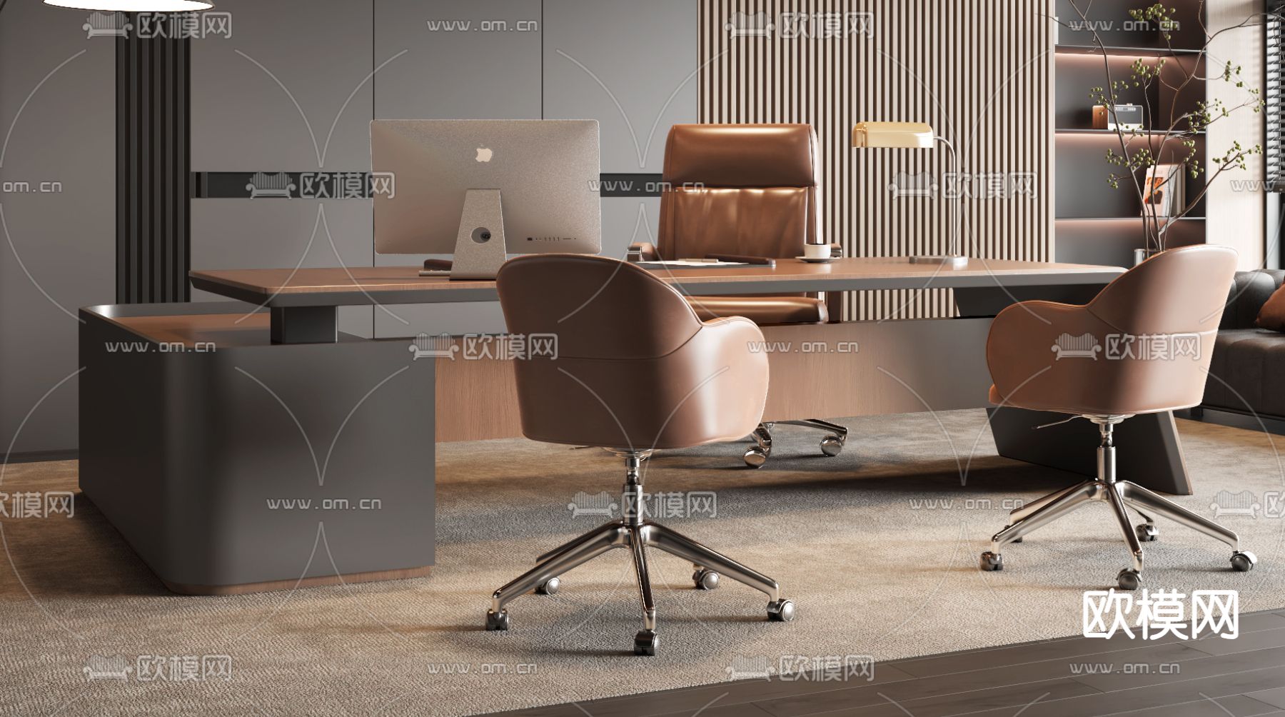 Minotti 班台桌 总经理室 董事长室3d模型下载（渲染图2）