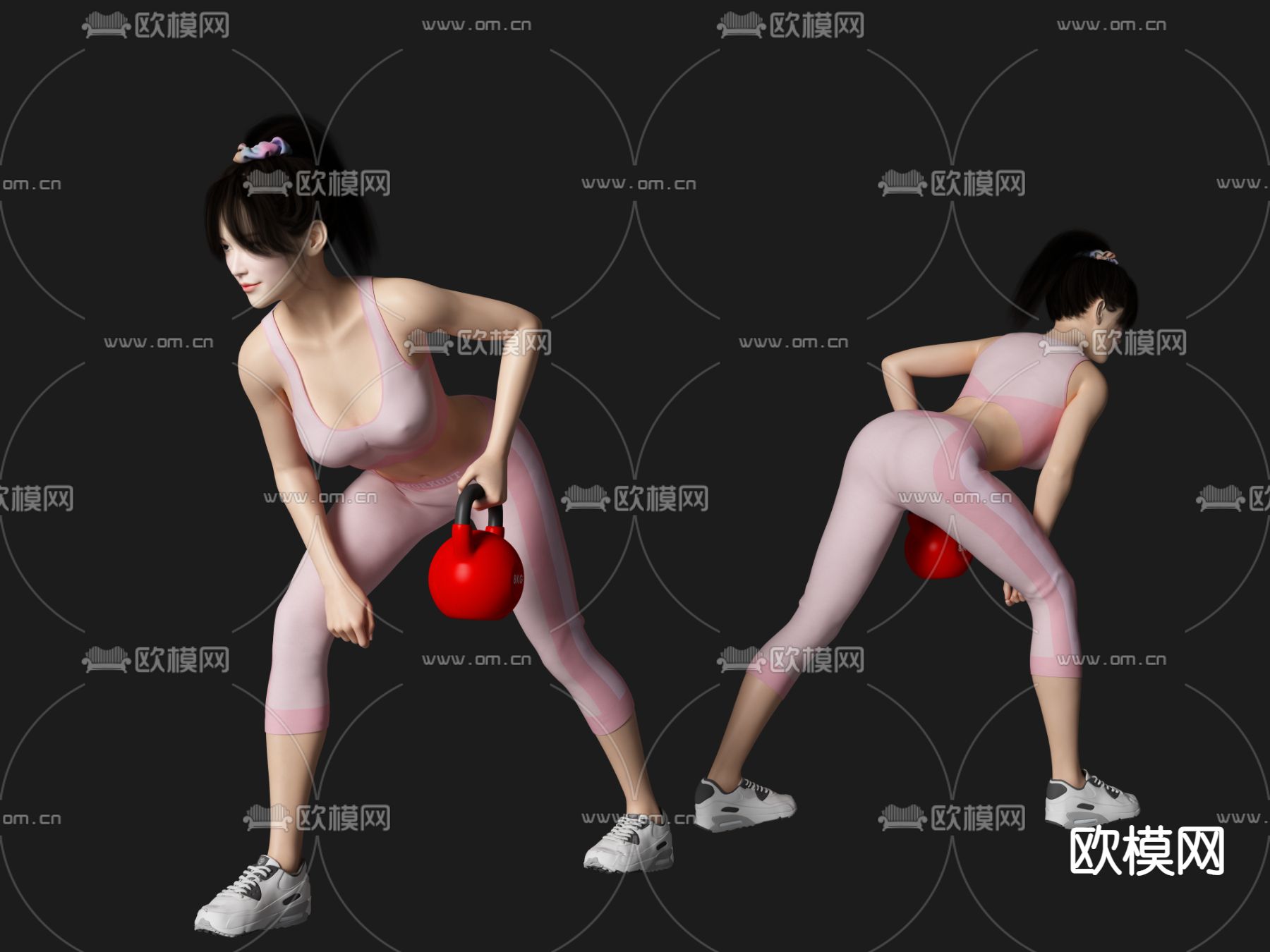 健身美女 人物su模型下载（渲染图1）