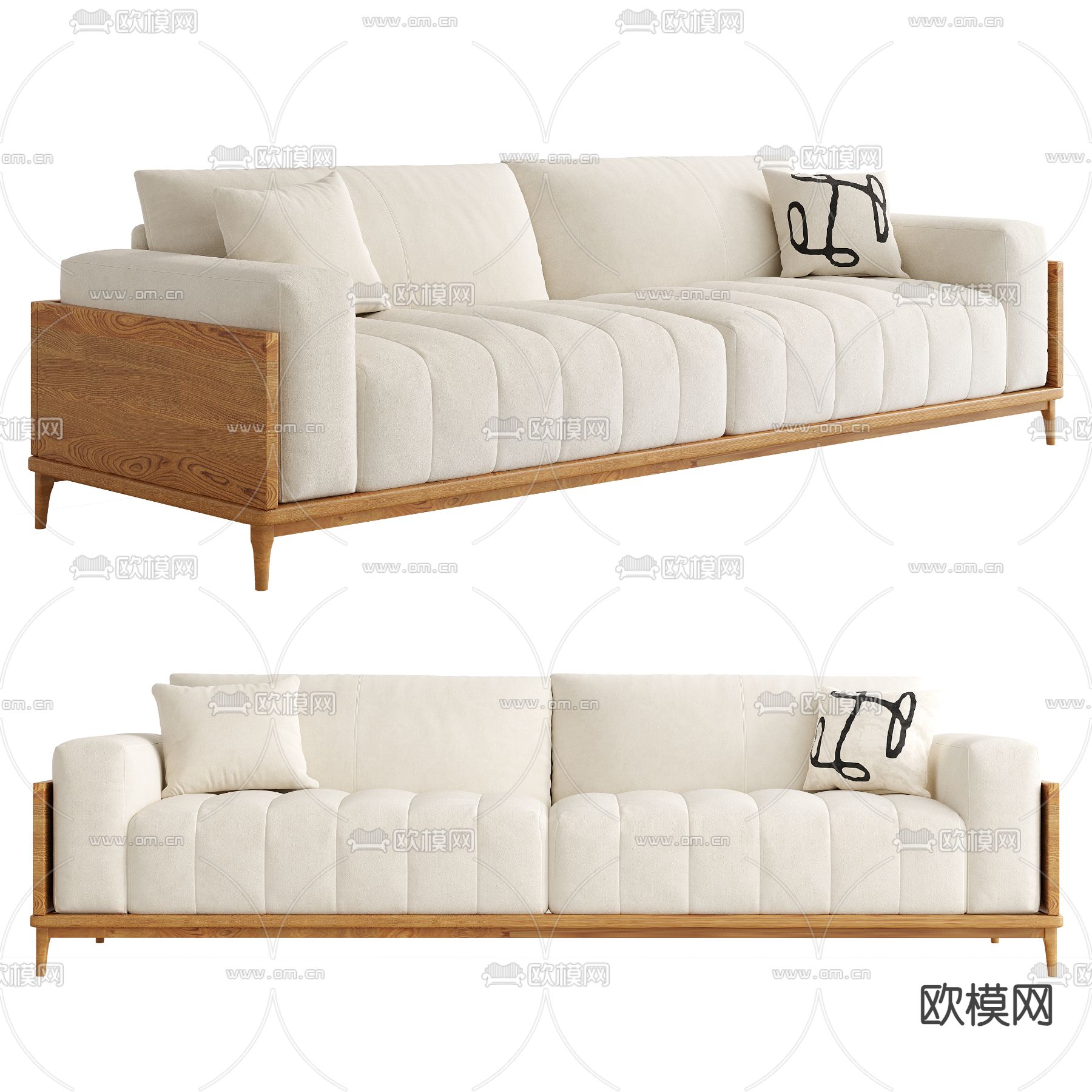 双人沙发 软体沙发3d模型下载（渲染图1）
