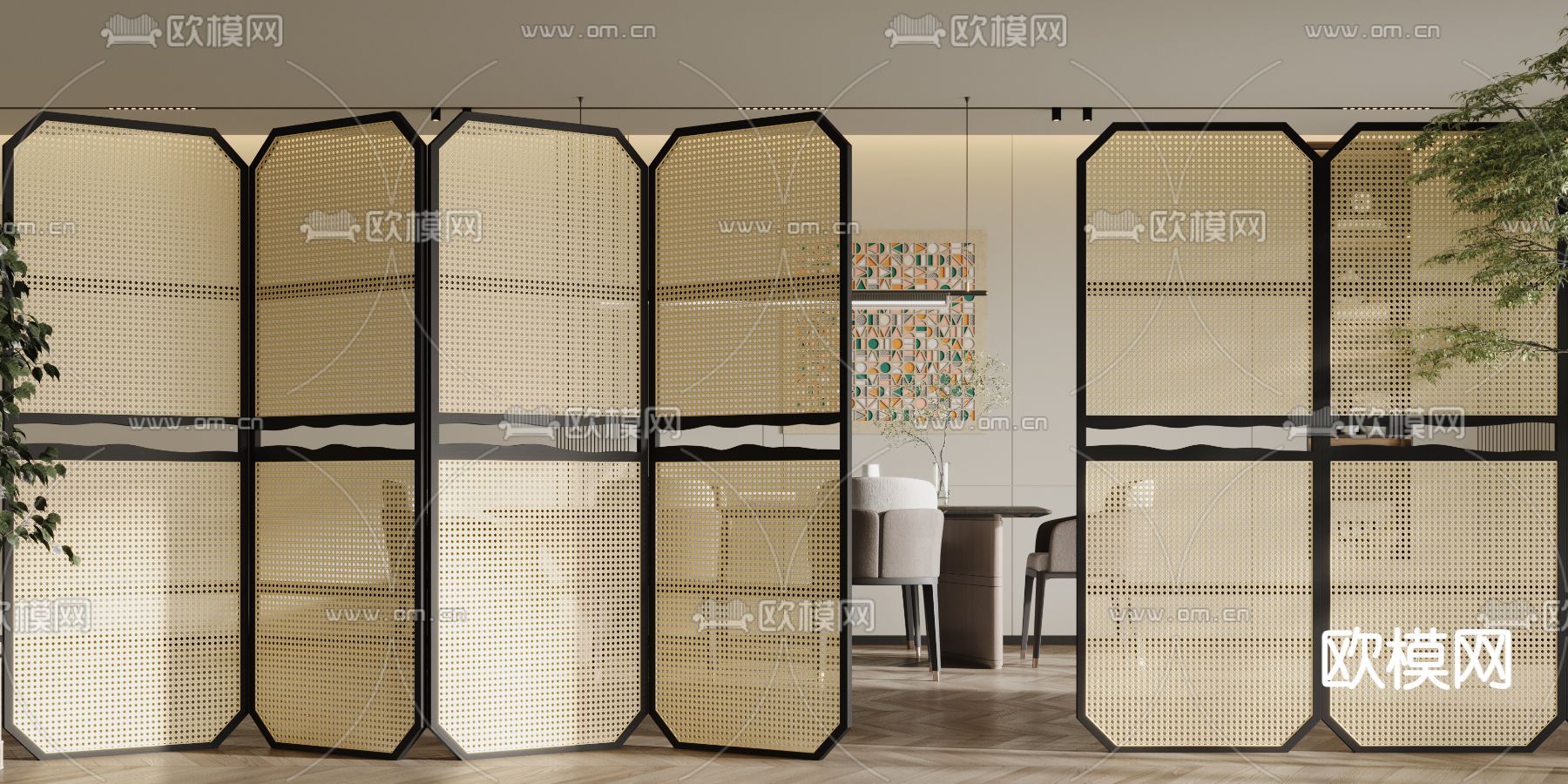 侘寂屏风 隔断3d模型下载