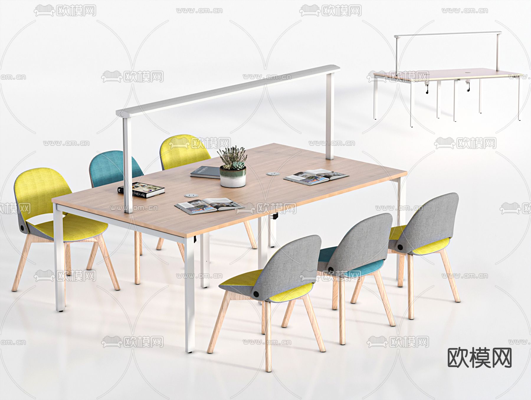 现代办公桌椅su模型下载（渲染图1）