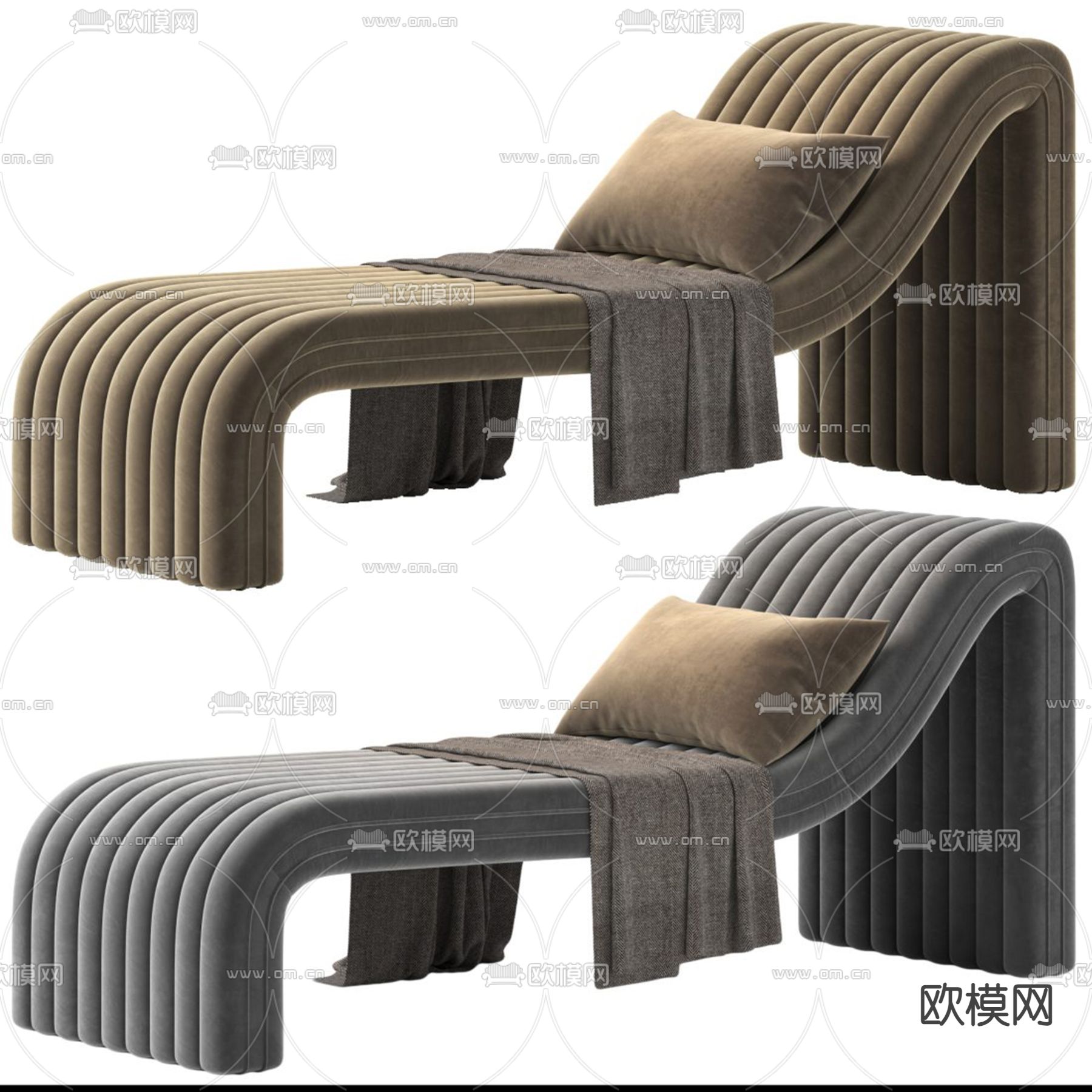 曲线躺椅 休闲椅3d模型下载（渲染图2）