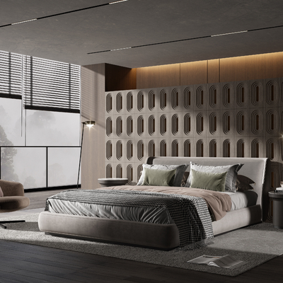  Minotti  卧室 双人床su模型 