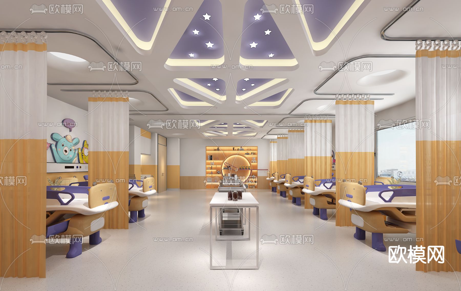 现代儿童医院su模型下载（渲染图2）