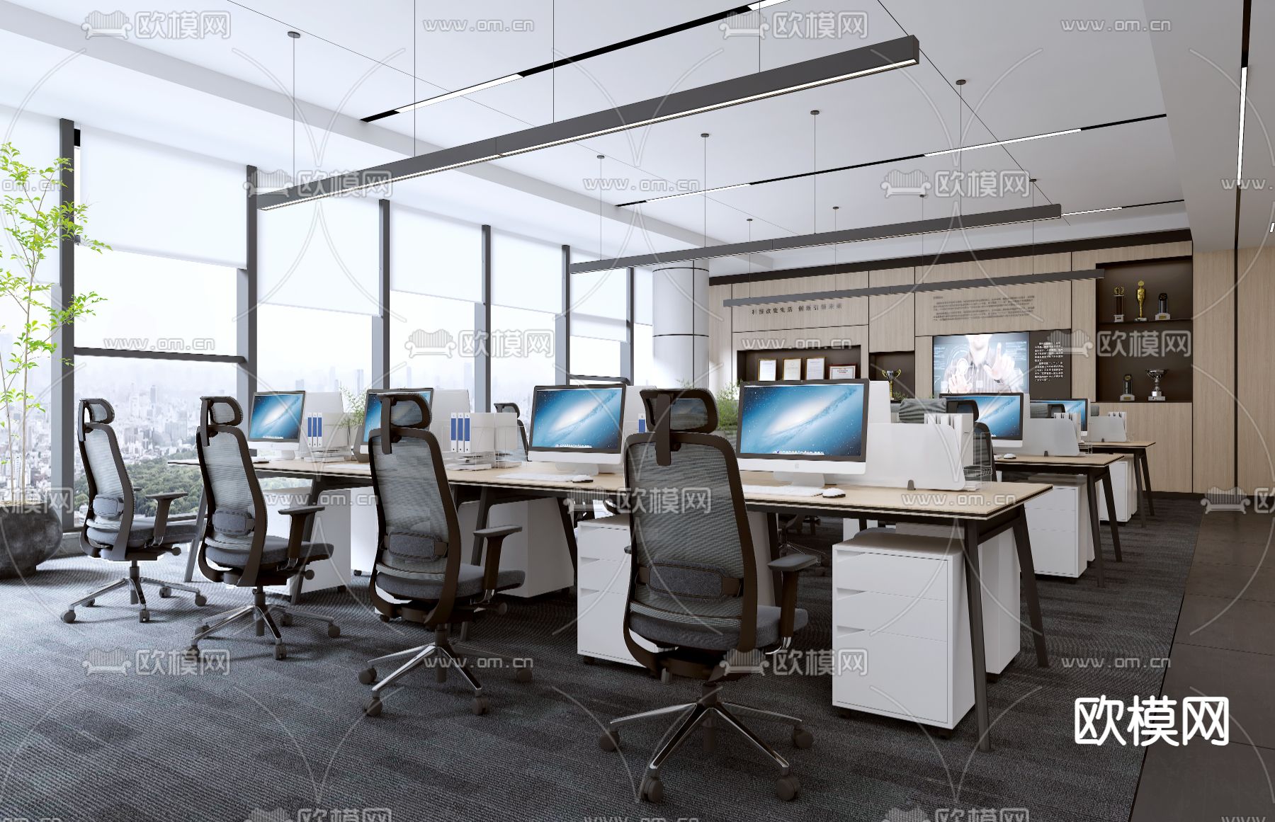 公共办公区 办公室3d模型下载