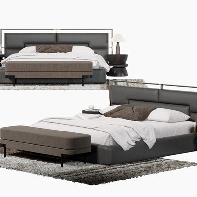  minotti 双人床su模型 