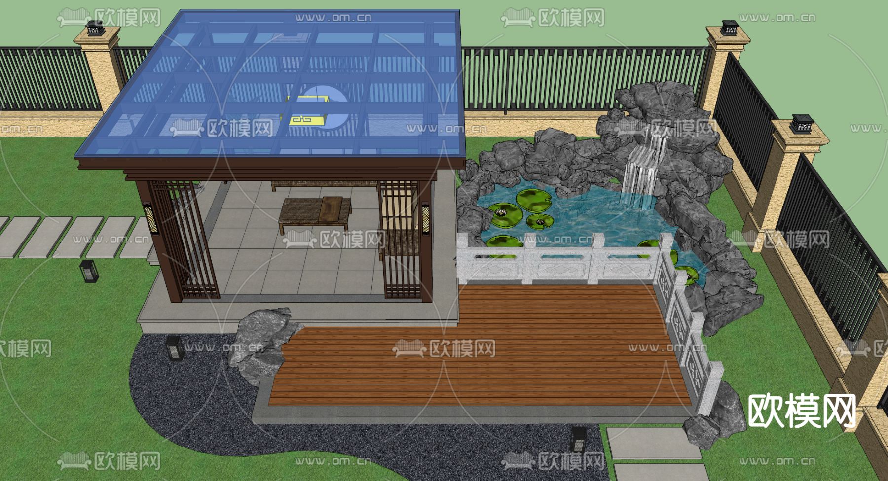 庭院花园su模型下载（渲染图2）