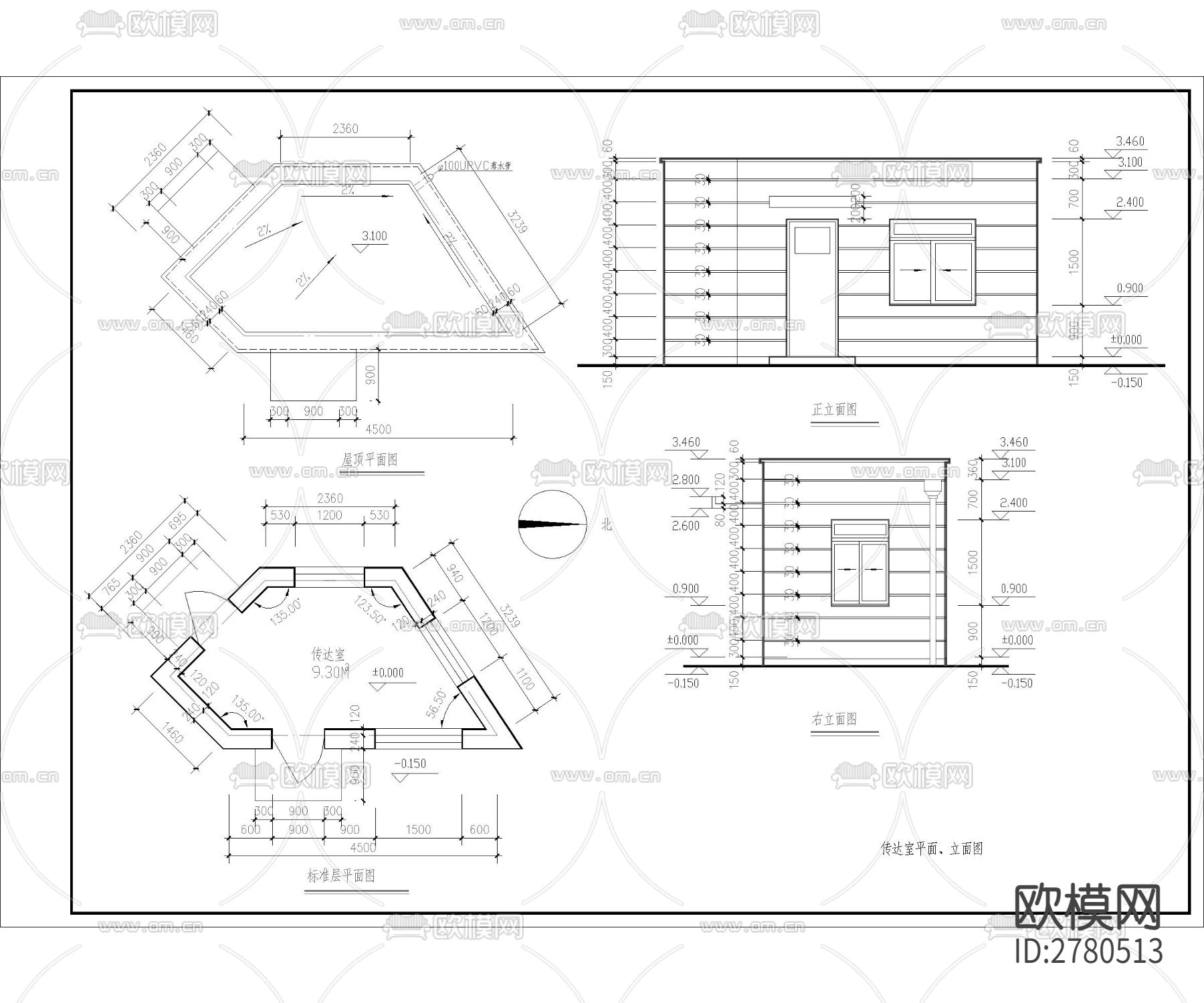 入口大门CAD施工图下载（渲染图2）