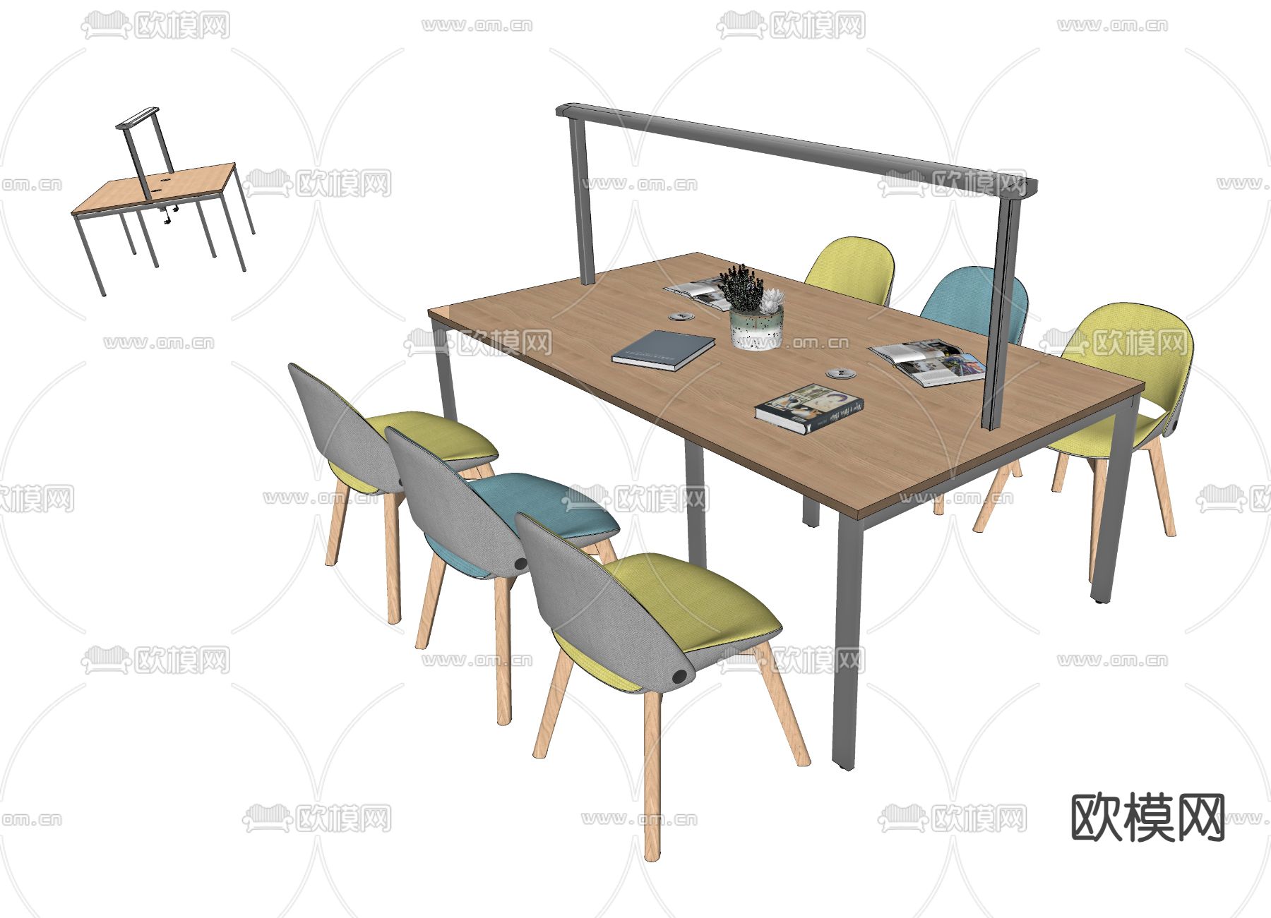 现代办公桌椅su模型下载（渲染图3）