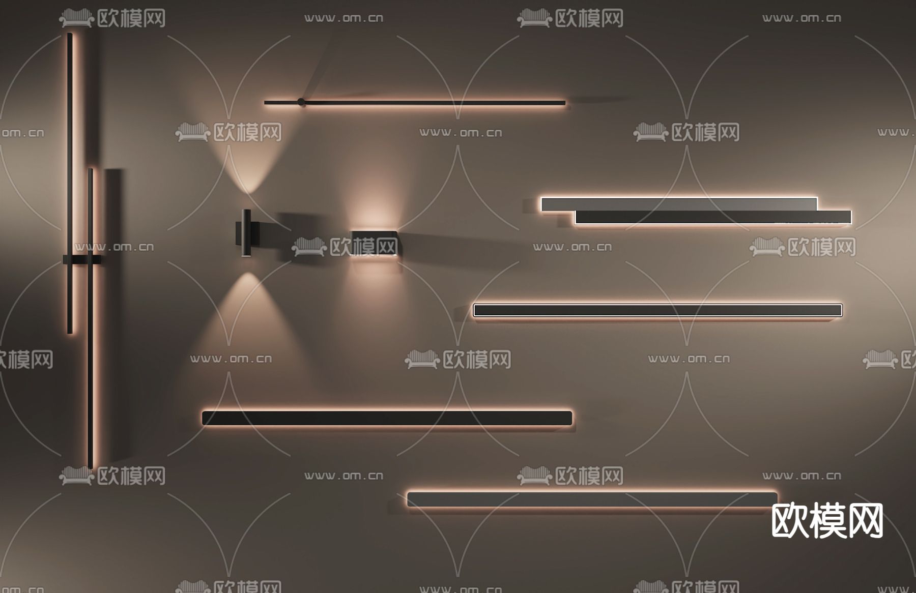 长壁灯 洗墙灯3d模型下载