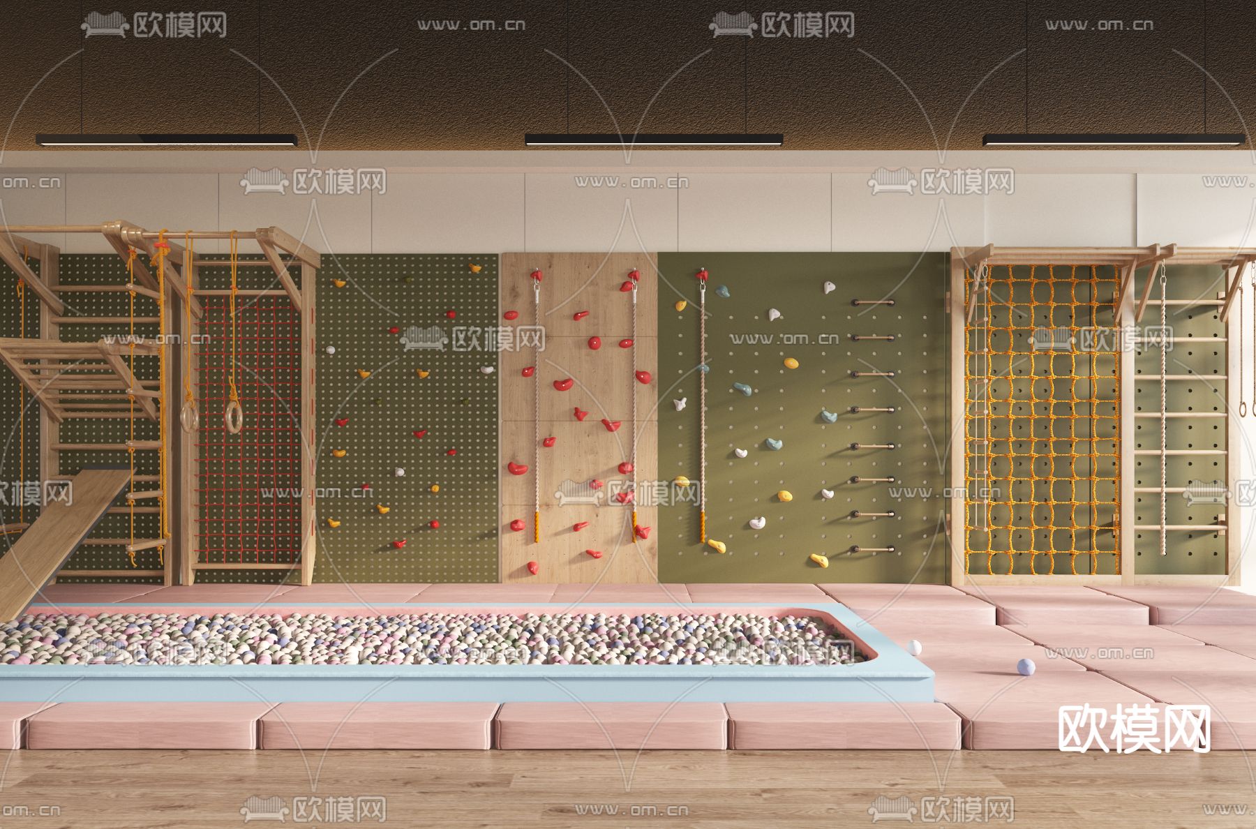 攀爬架 攀爬墙 海洋球 泡泡池3d模型下载