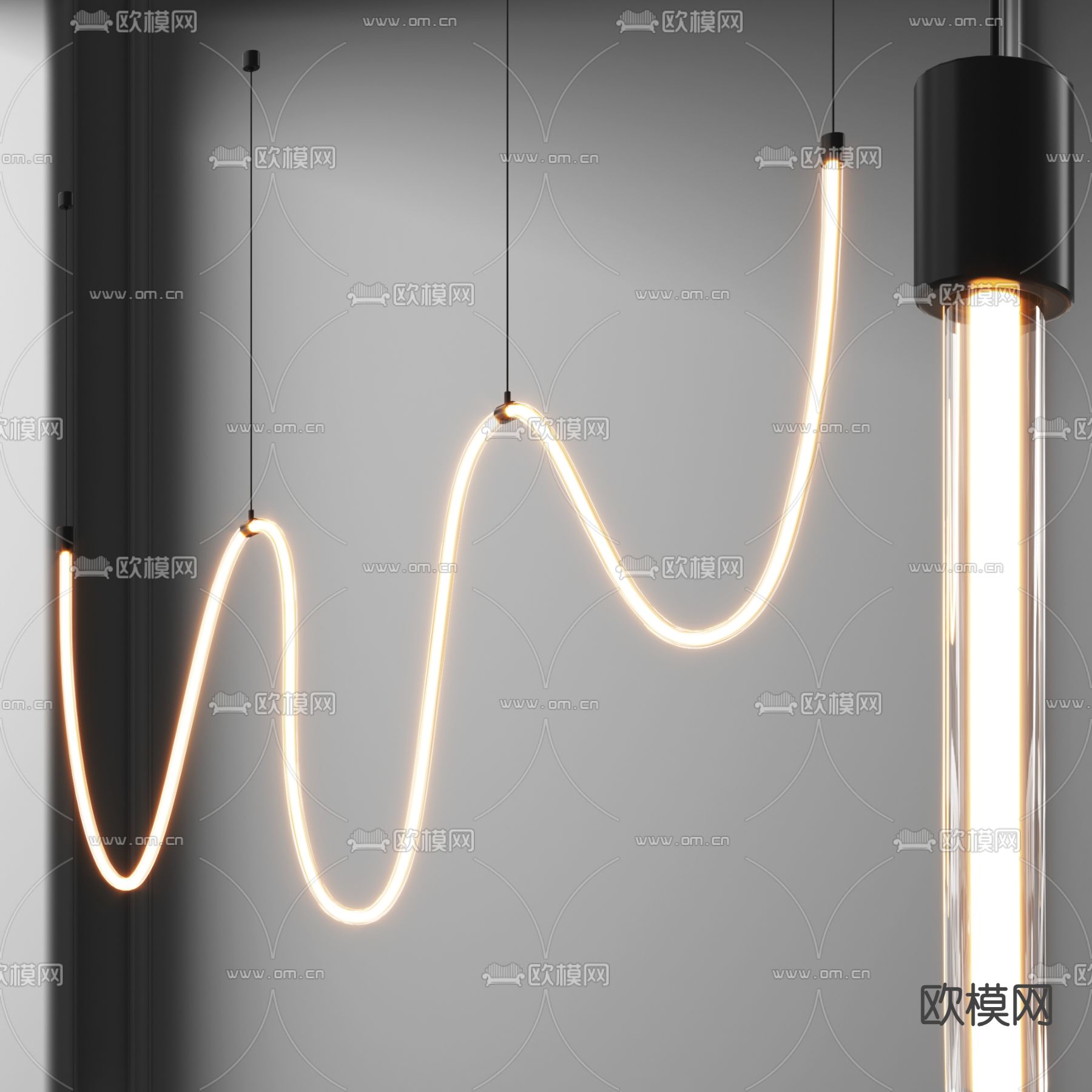 现代吊灯su模型下载（渲染图1）