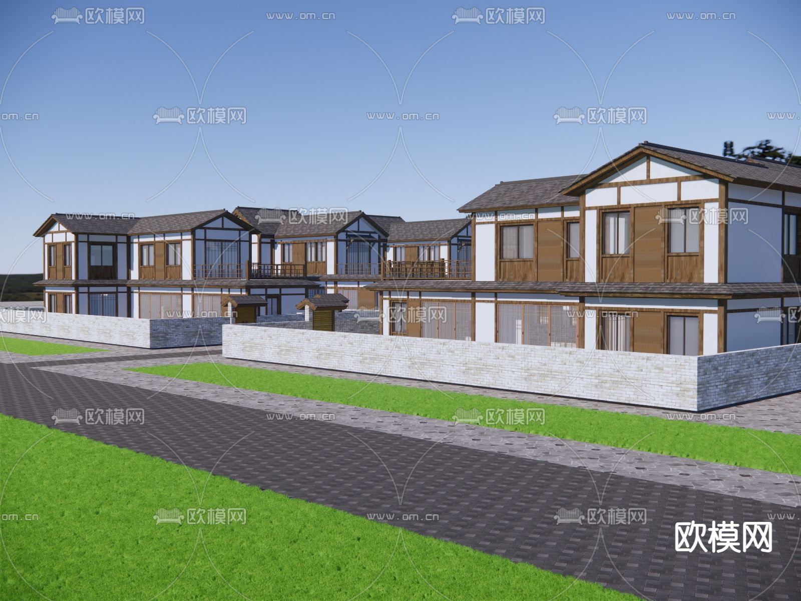 联排别墅su模型下载（渲染图3）
