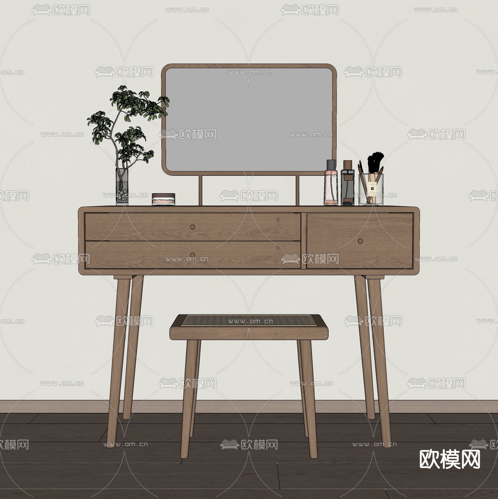 北欧梳妆台su模型下载（渲染图2）
