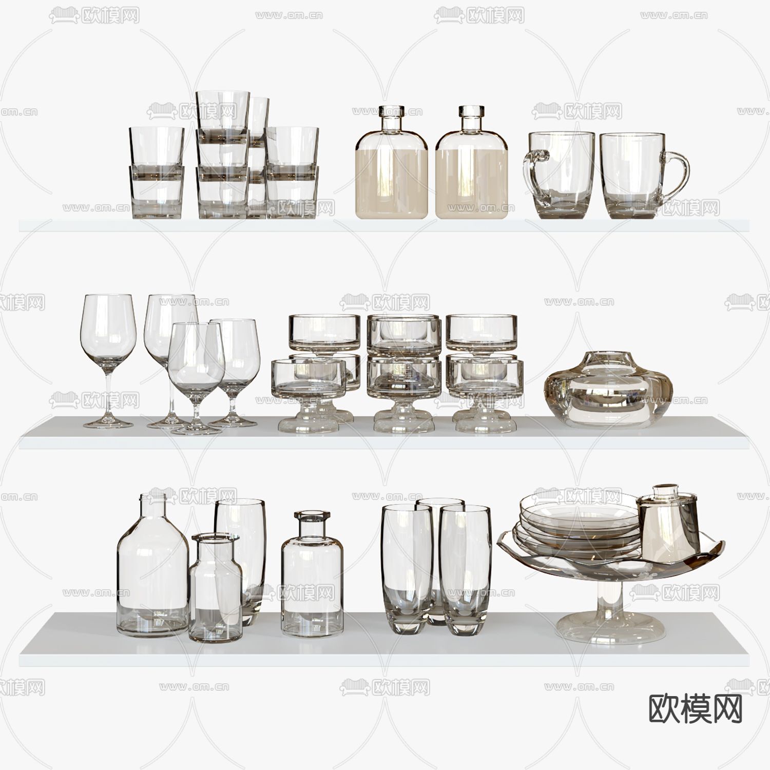 茶具 玻璃杯 酒杯 花瓶 杯子3d模型下载