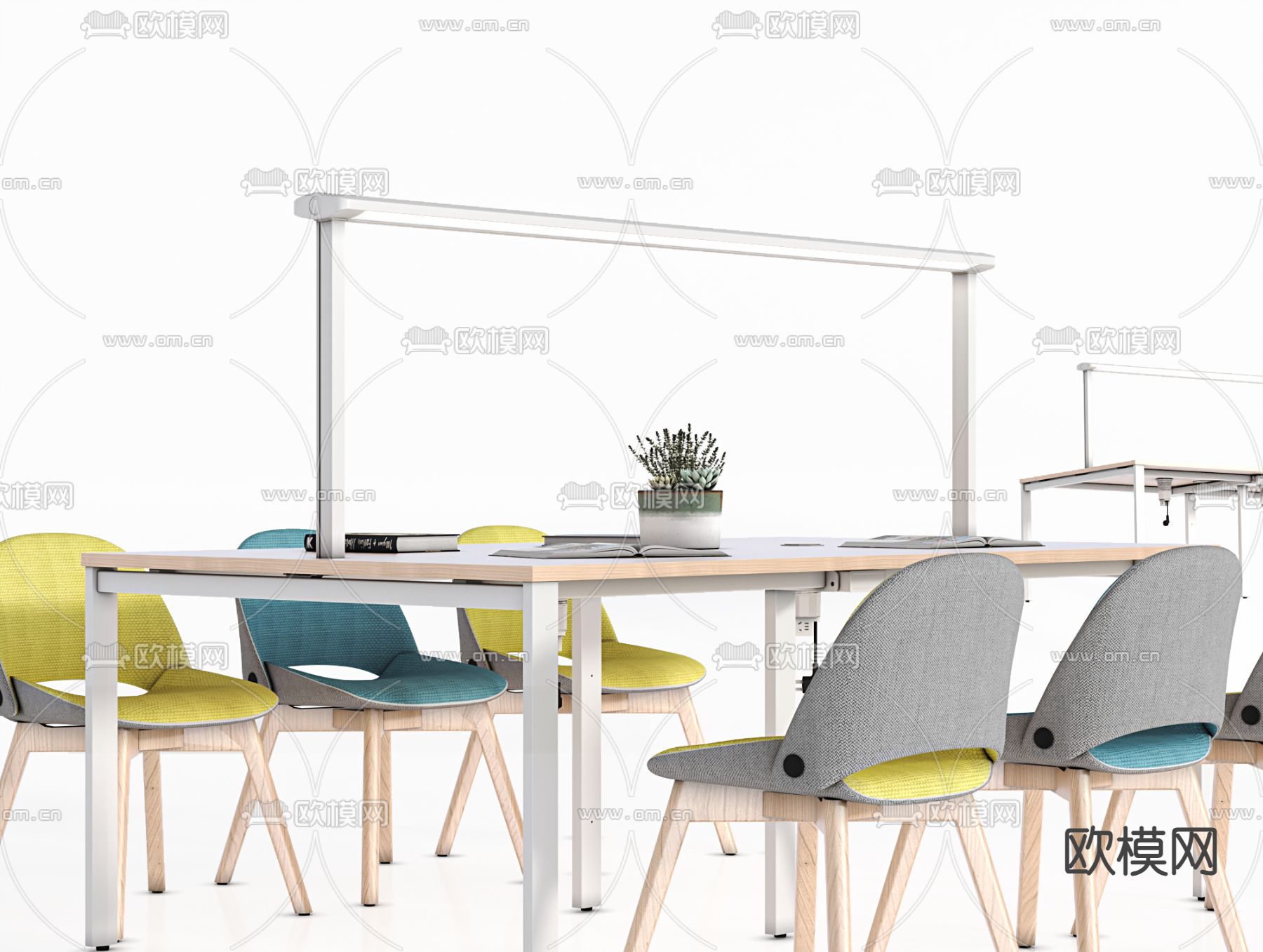 现代办公桌椅su模型下载（渲染图2）