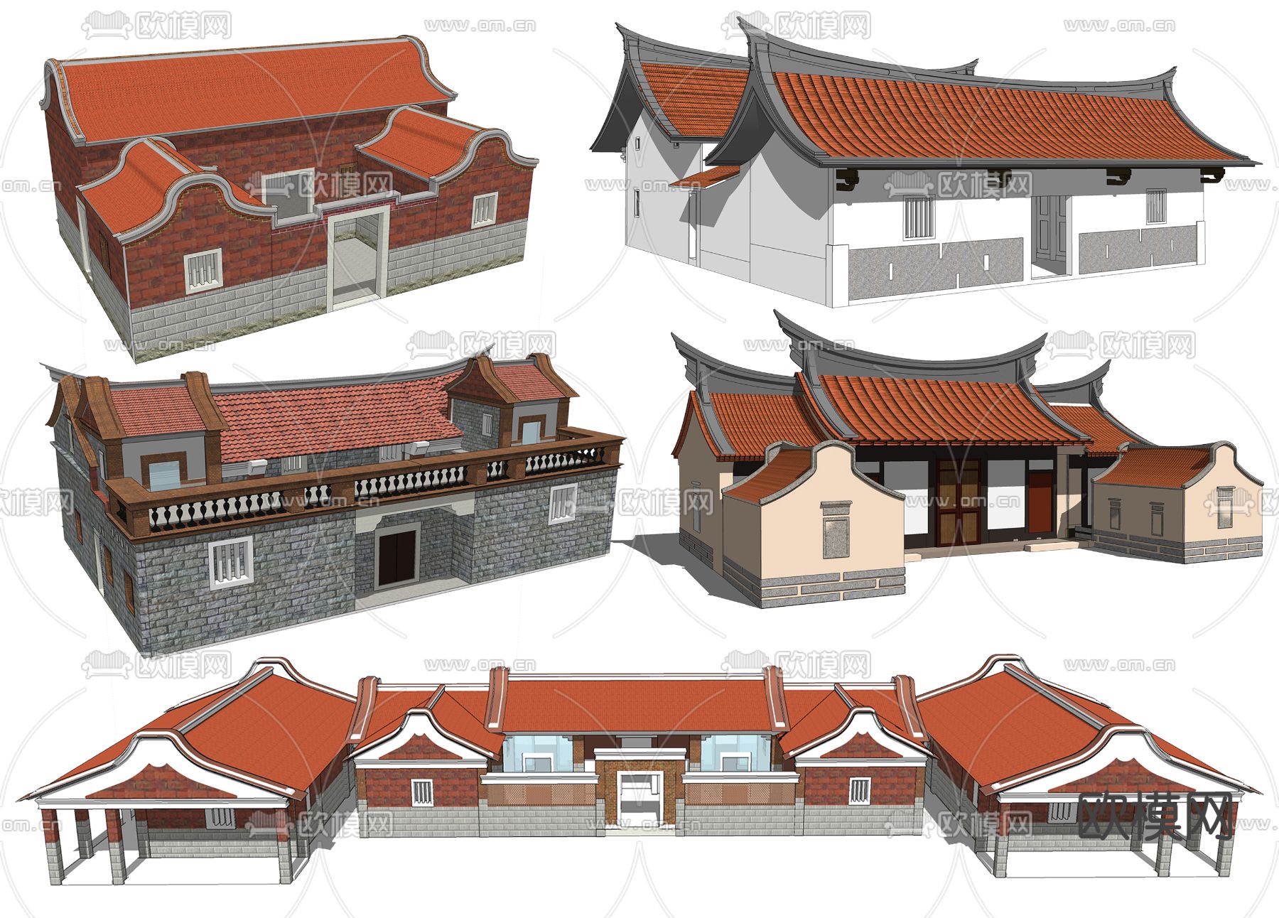 中式仿古祠堂su模型下载