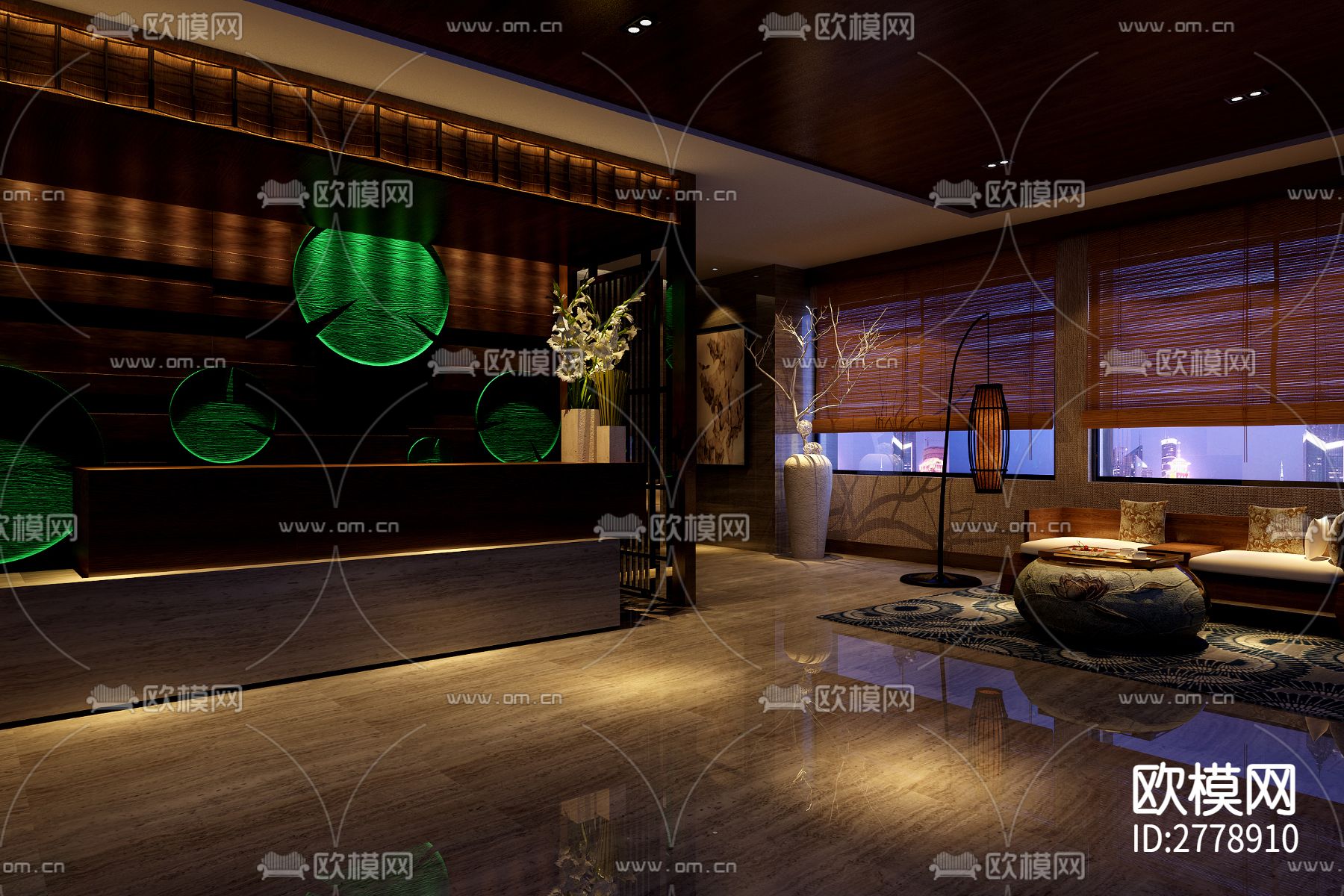 新中式足浴城 桑拿spa会所cad施工图下载（渲染图5）