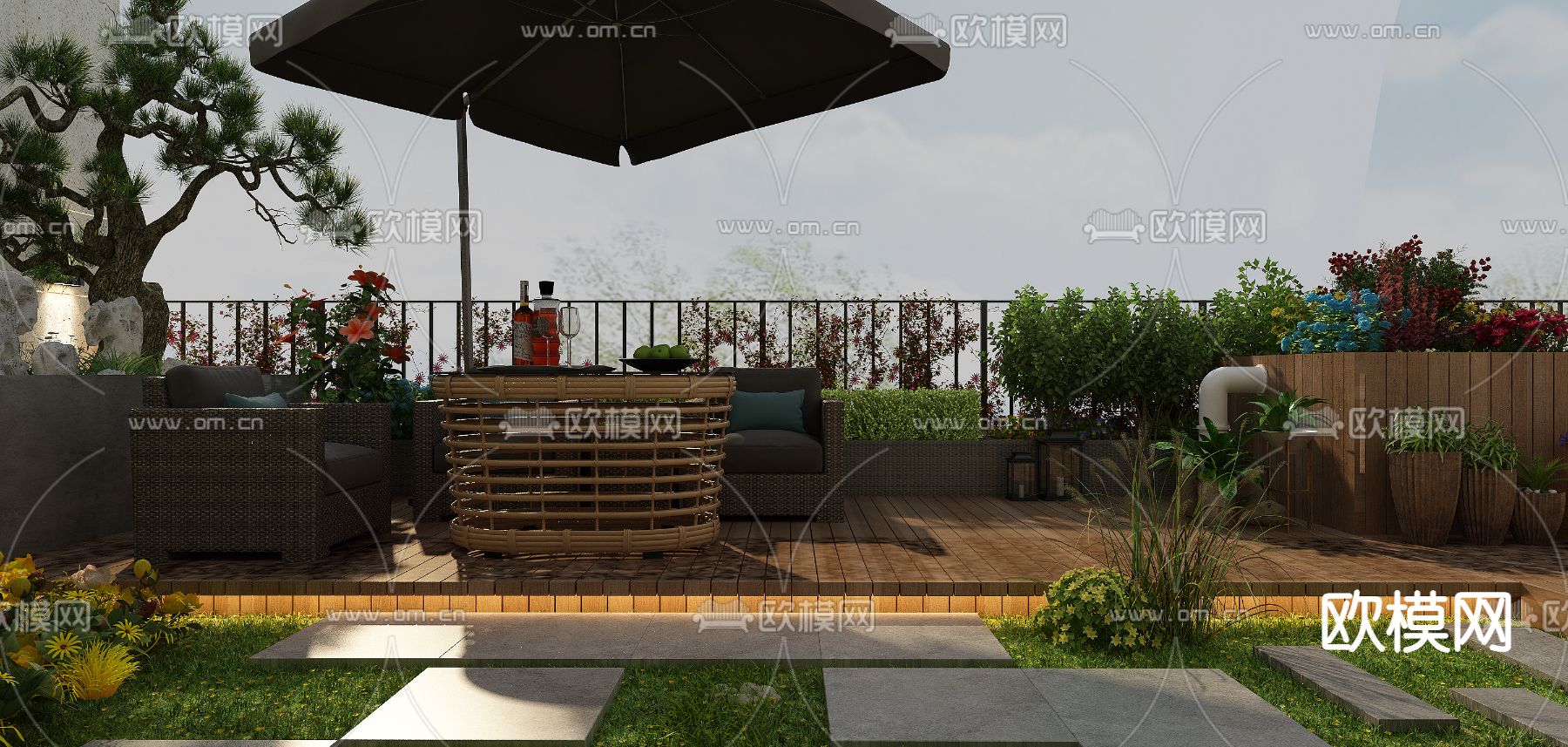 庭院景观 花园3d模型下载（渲染图1）